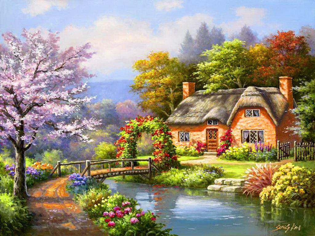Spring Creek Cottage Wallpaper HD