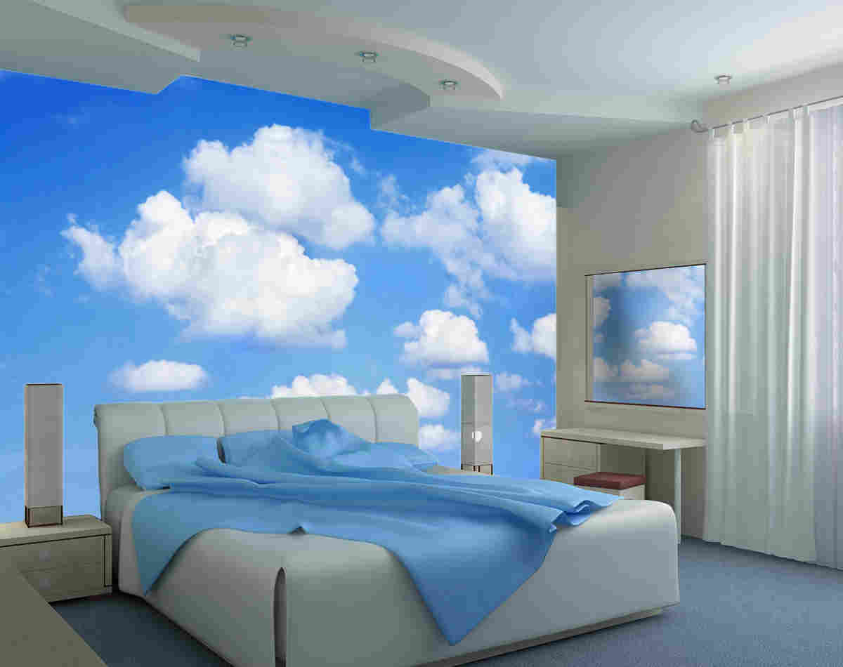 large wall mural clouds kidsKid in the Mural