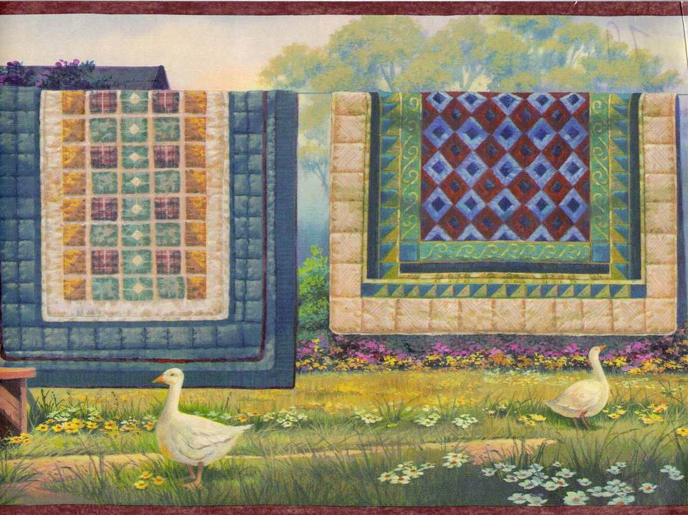  Patchwork Quilt on Clothesline Sale 8 95 Wallpaper Border 547 eBay 1000x748