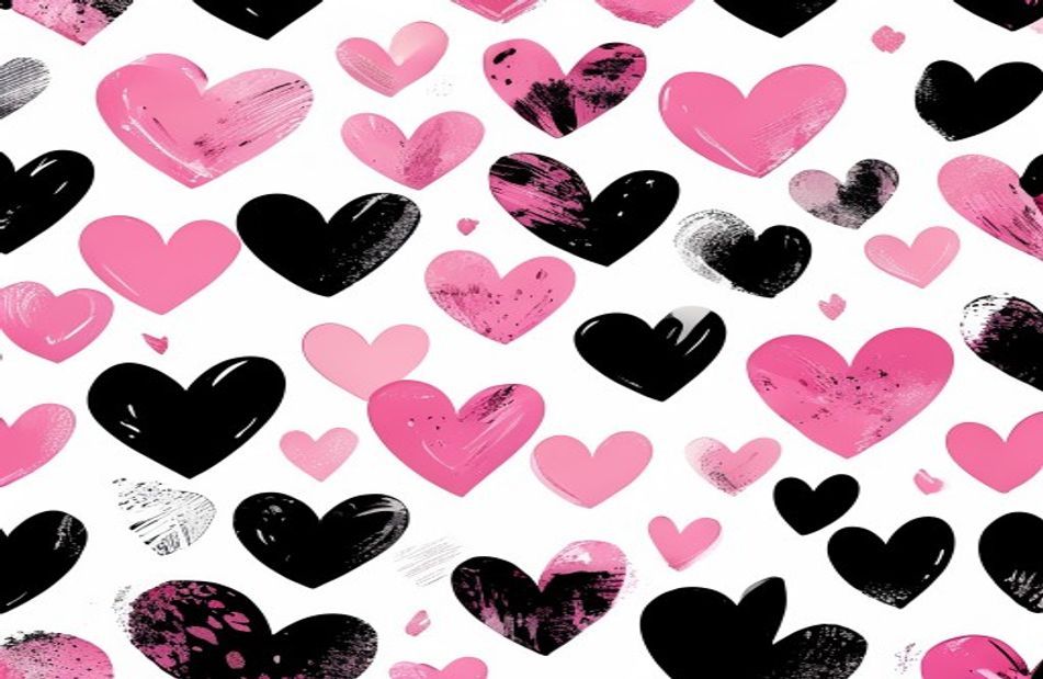 Pink And Black Heart Wallpaper