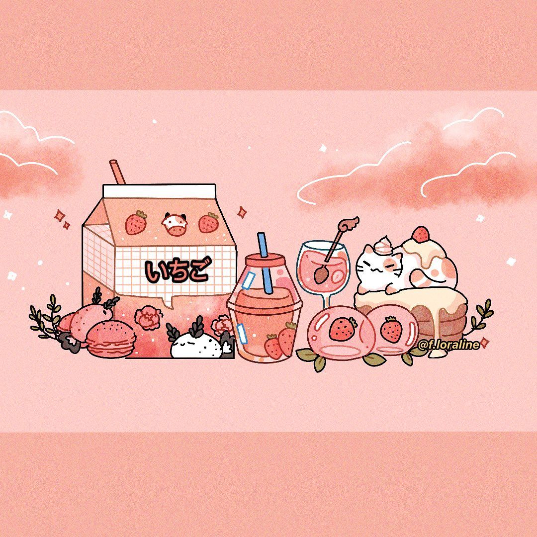 Strawberry Milk By Pretty T Pixel Art Anime Wallpaper