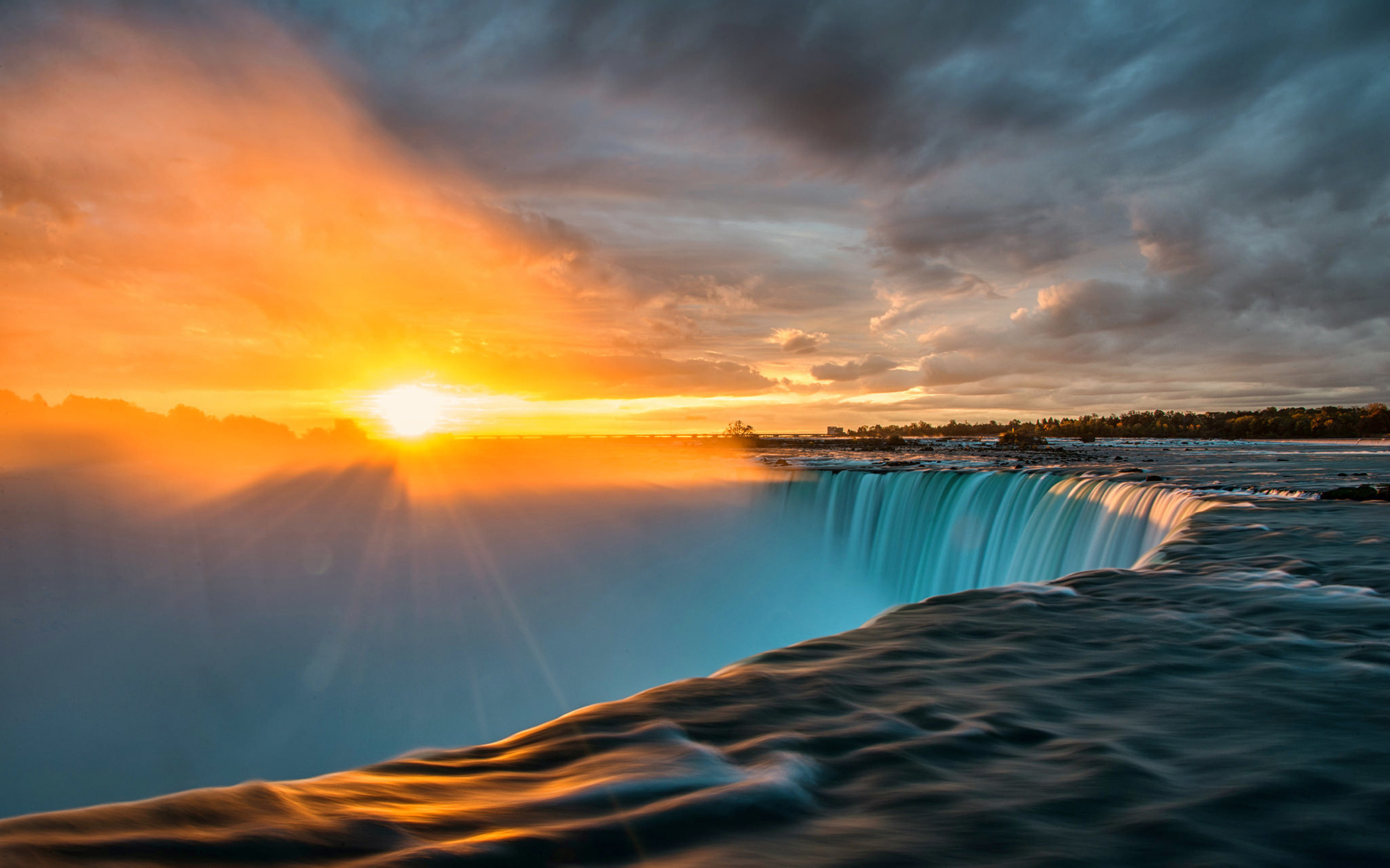 Sunset Over The Waterfall Wallpaper Gallery Yopriceville High