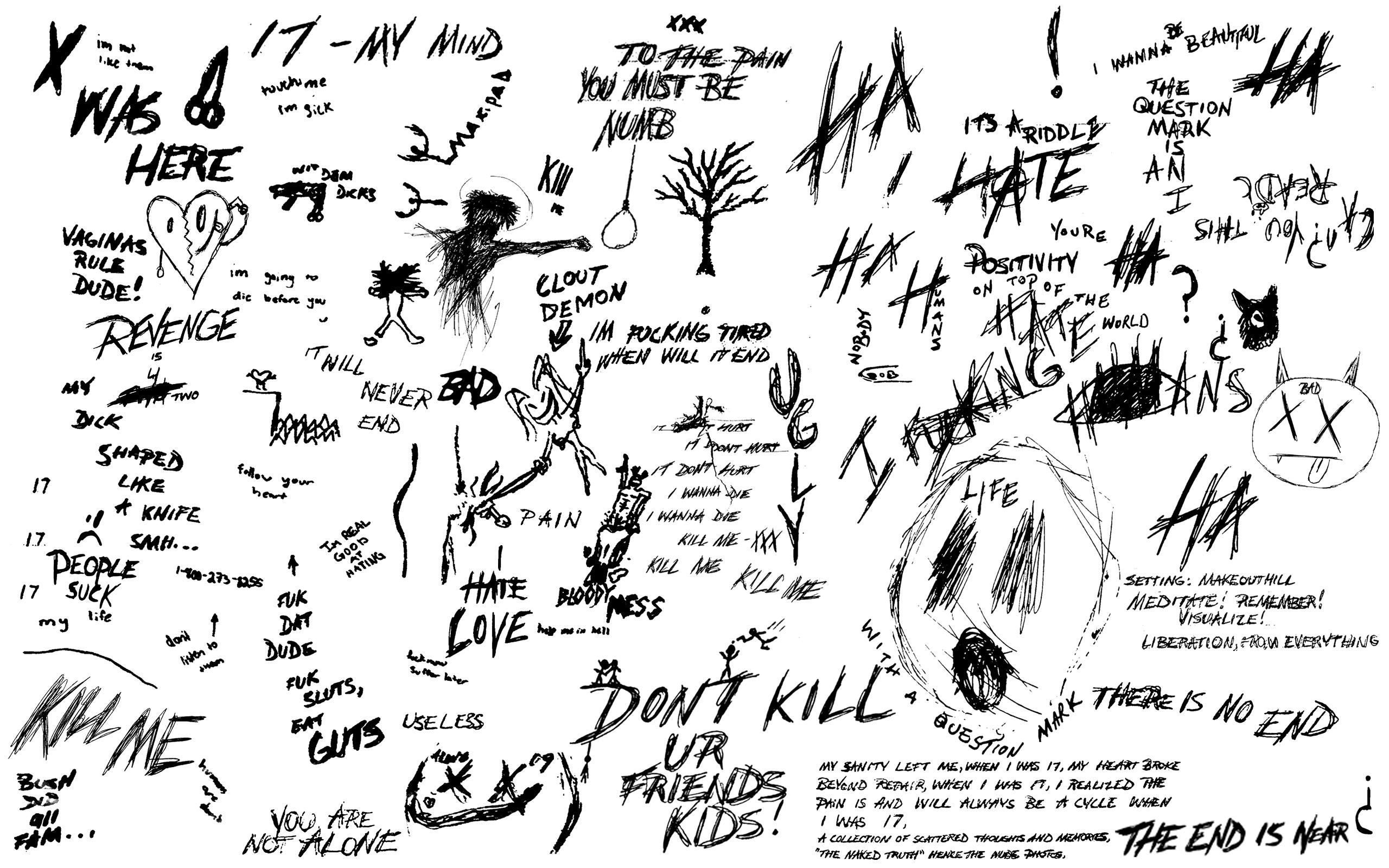 Made this xxxtentacion wallpaper out if his drawings Dont know