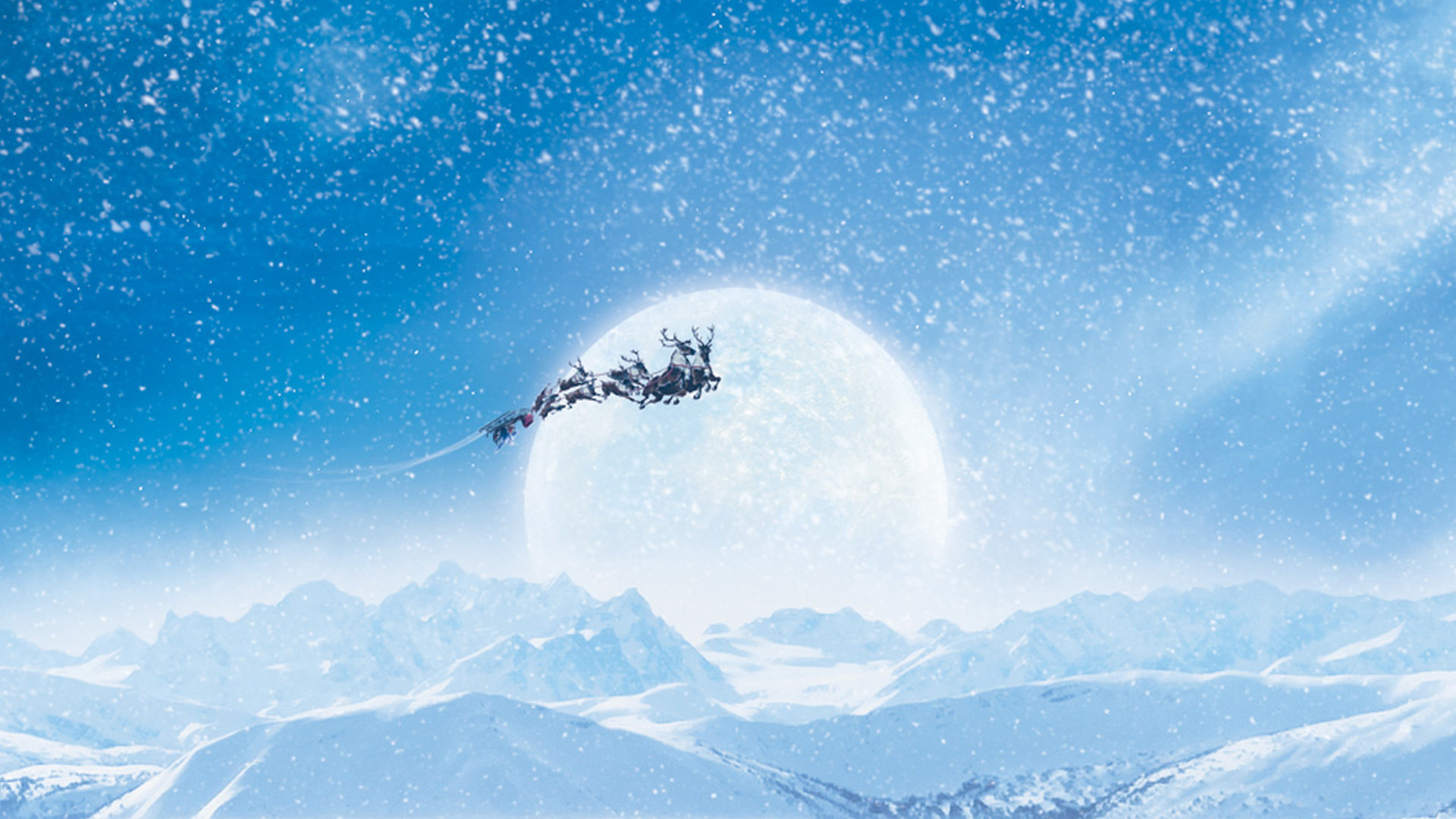 Santa S Sleigh And Reindeers Desktop Pc Mac Wallpaper