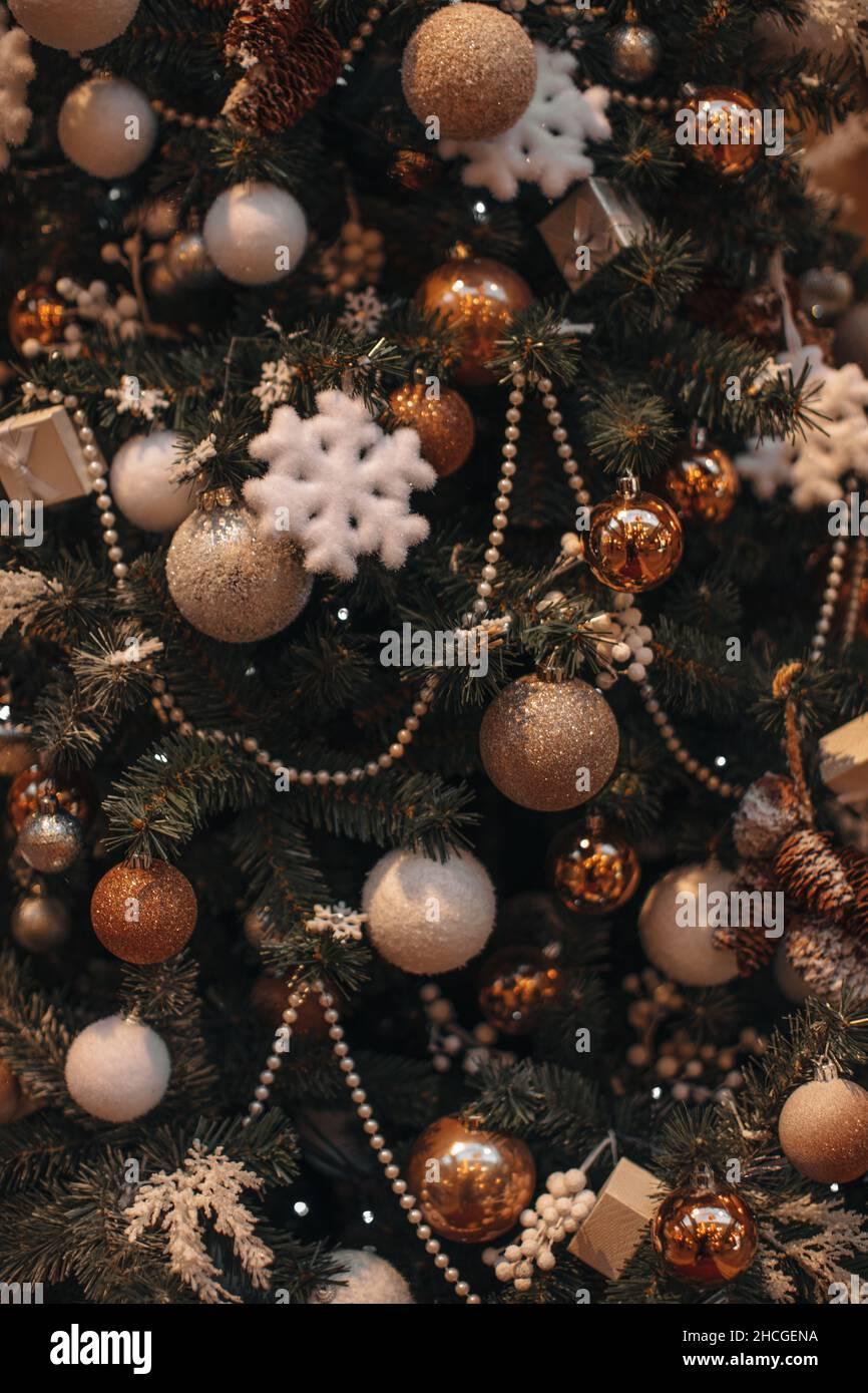 Free download Festive Christmas tree decorated with beige gifts ...