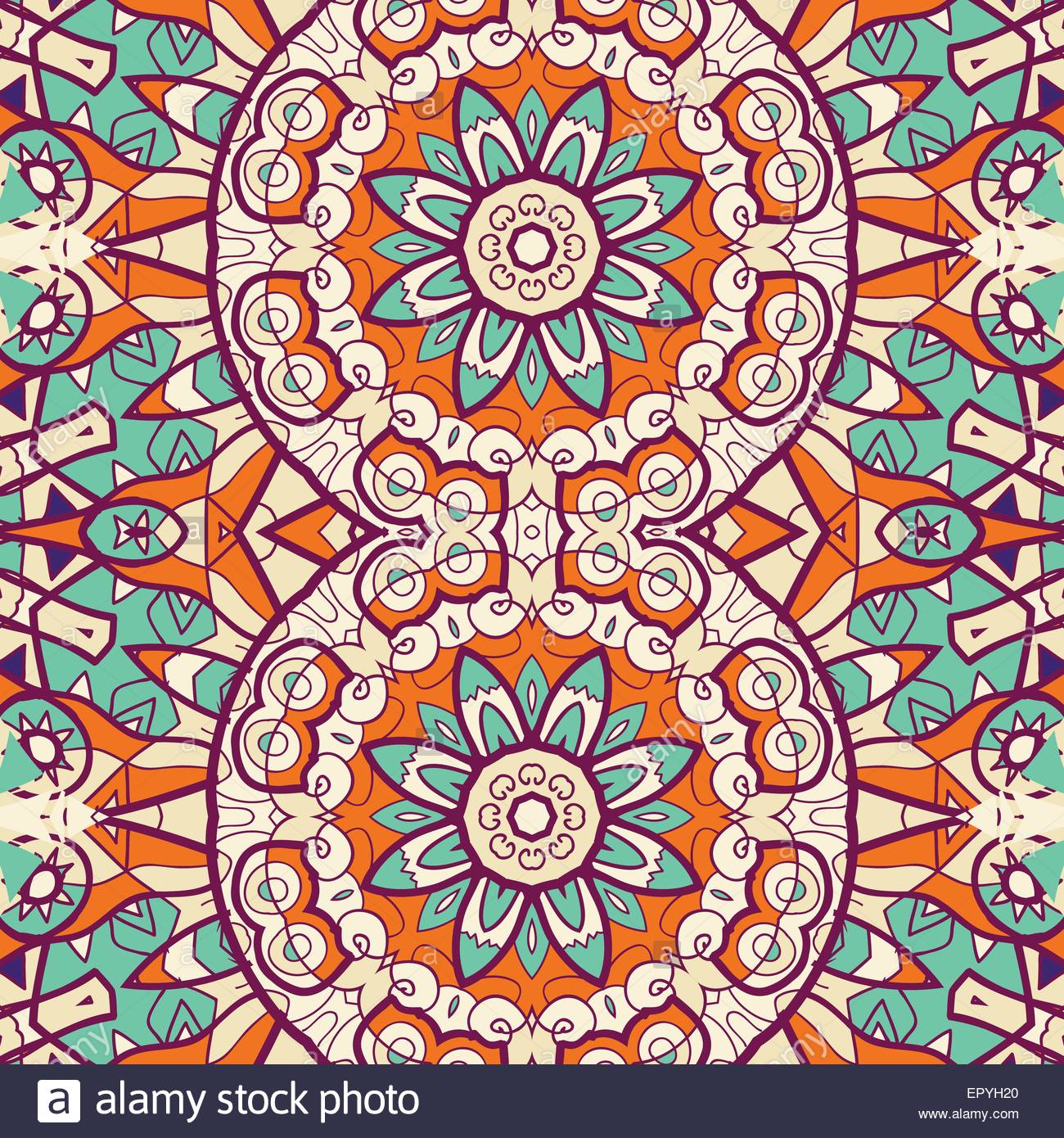 Ornametral Indian Bright Coloured Wallpaper Made Of Stylized