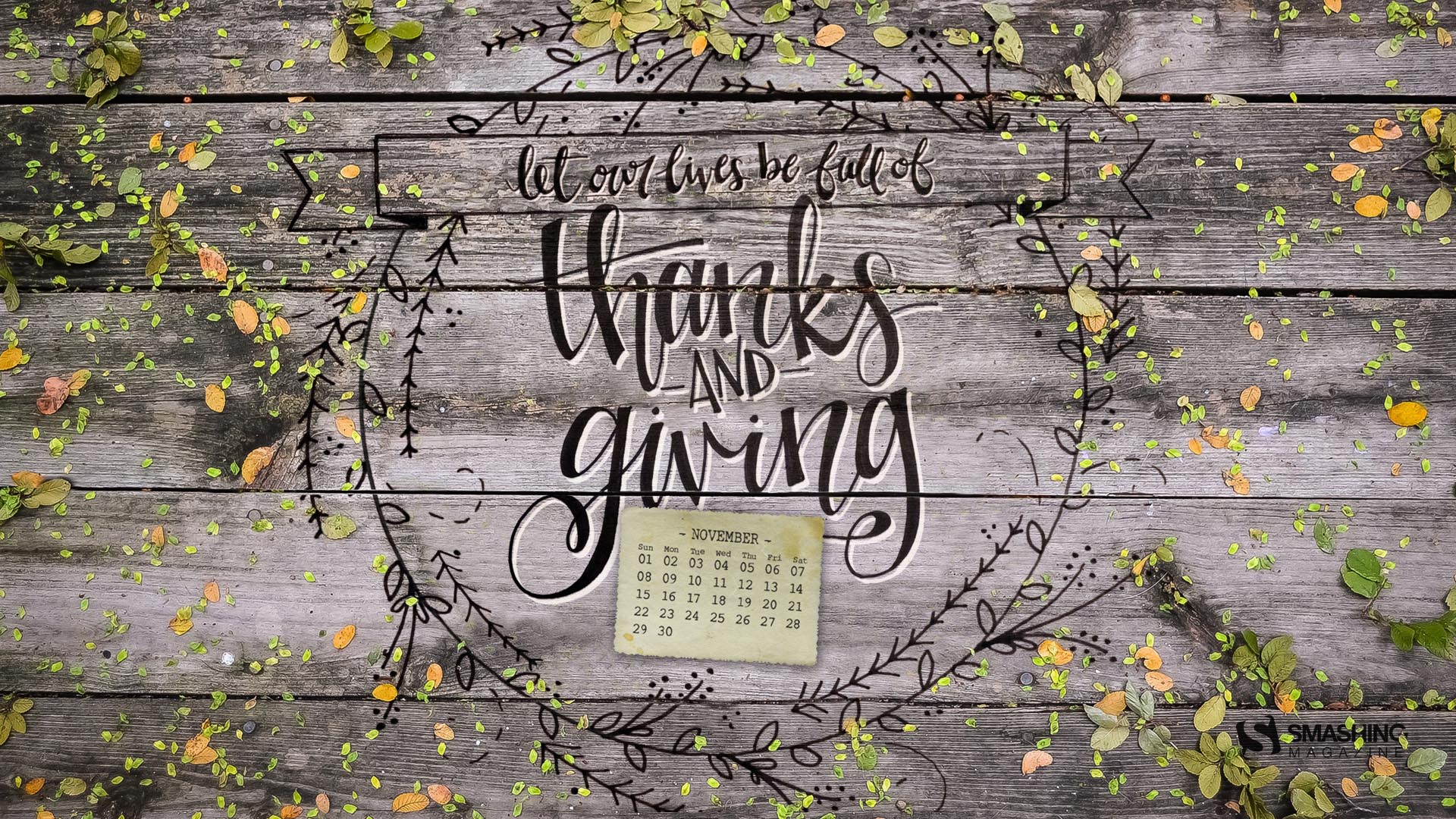 Thanks And Giving November Calendars Desktop Wallpaper