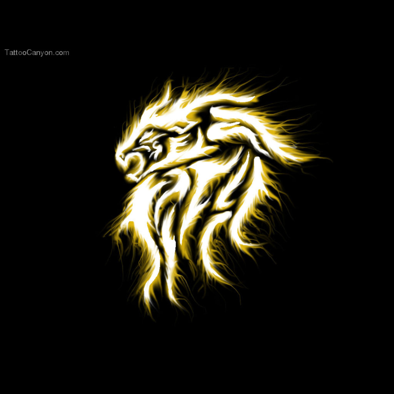 Золотистый Лев на черном фоне