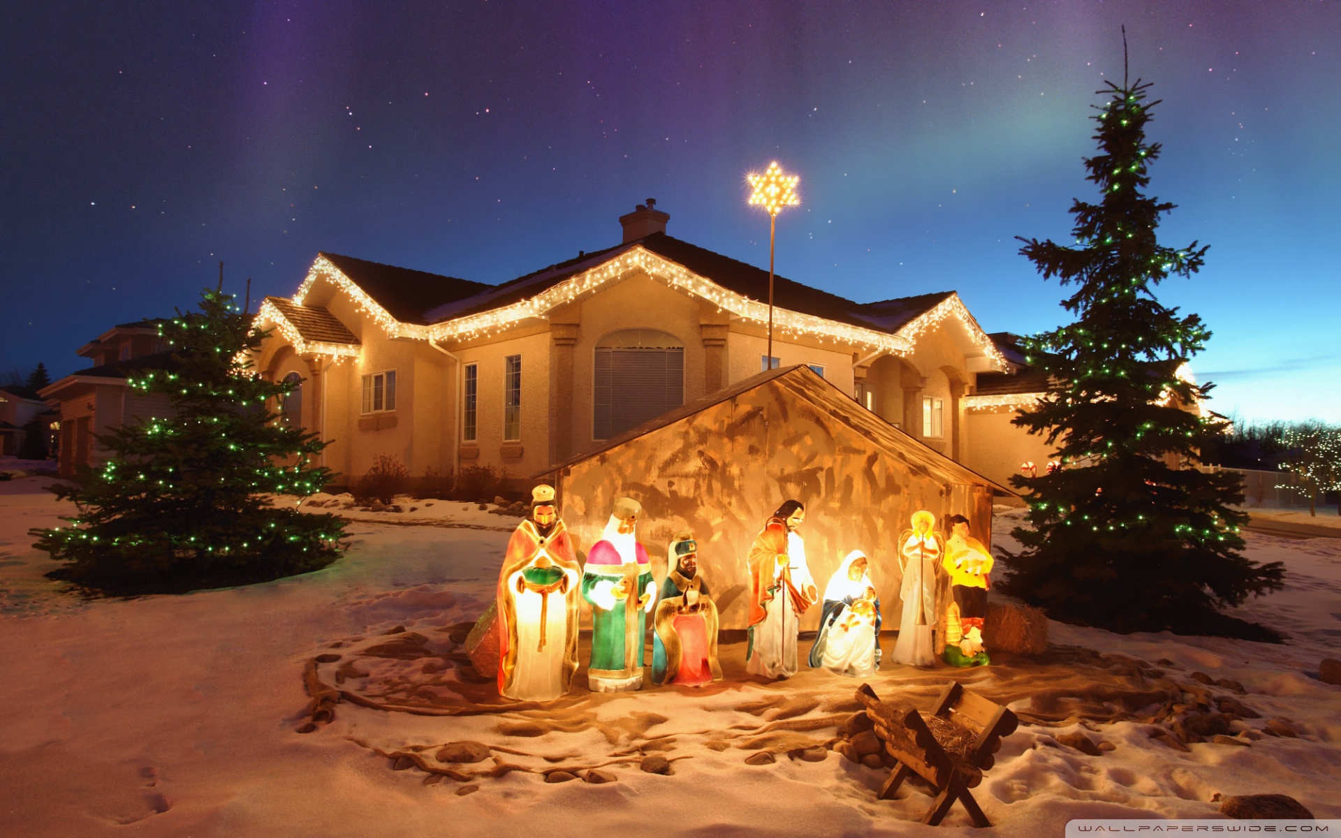 Outdoor Christmas Nativity Scene 4k HD Desktop Wallpaper For