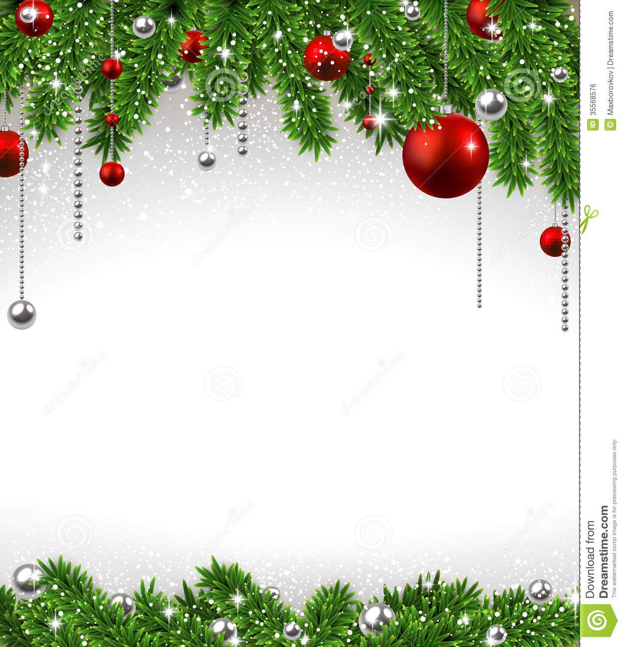 Christmas Background With Fir Branches And Balls Royalty