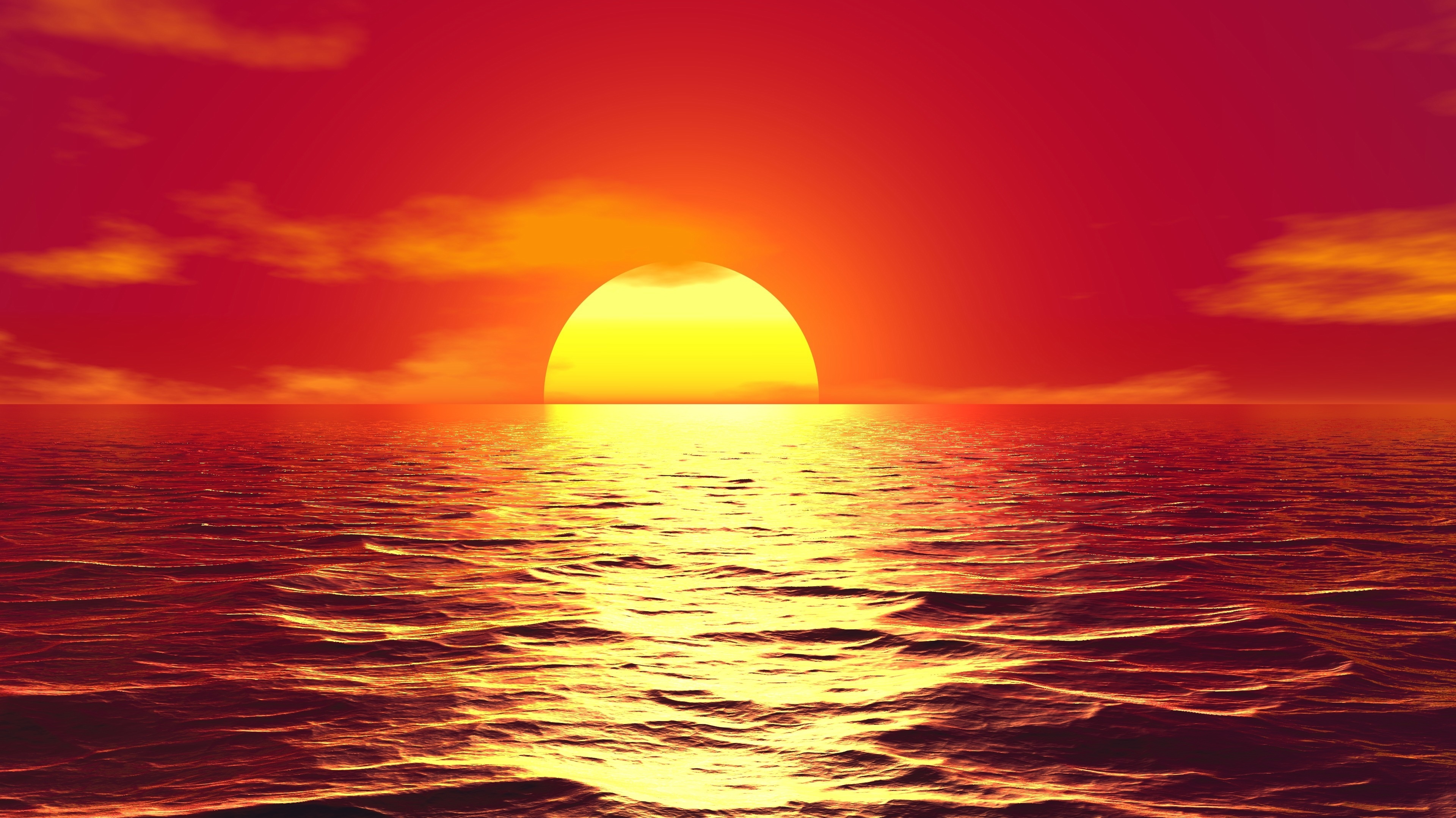 Ocean Sky Sun Nature Sunset 4k Ultra HD Wallpaper