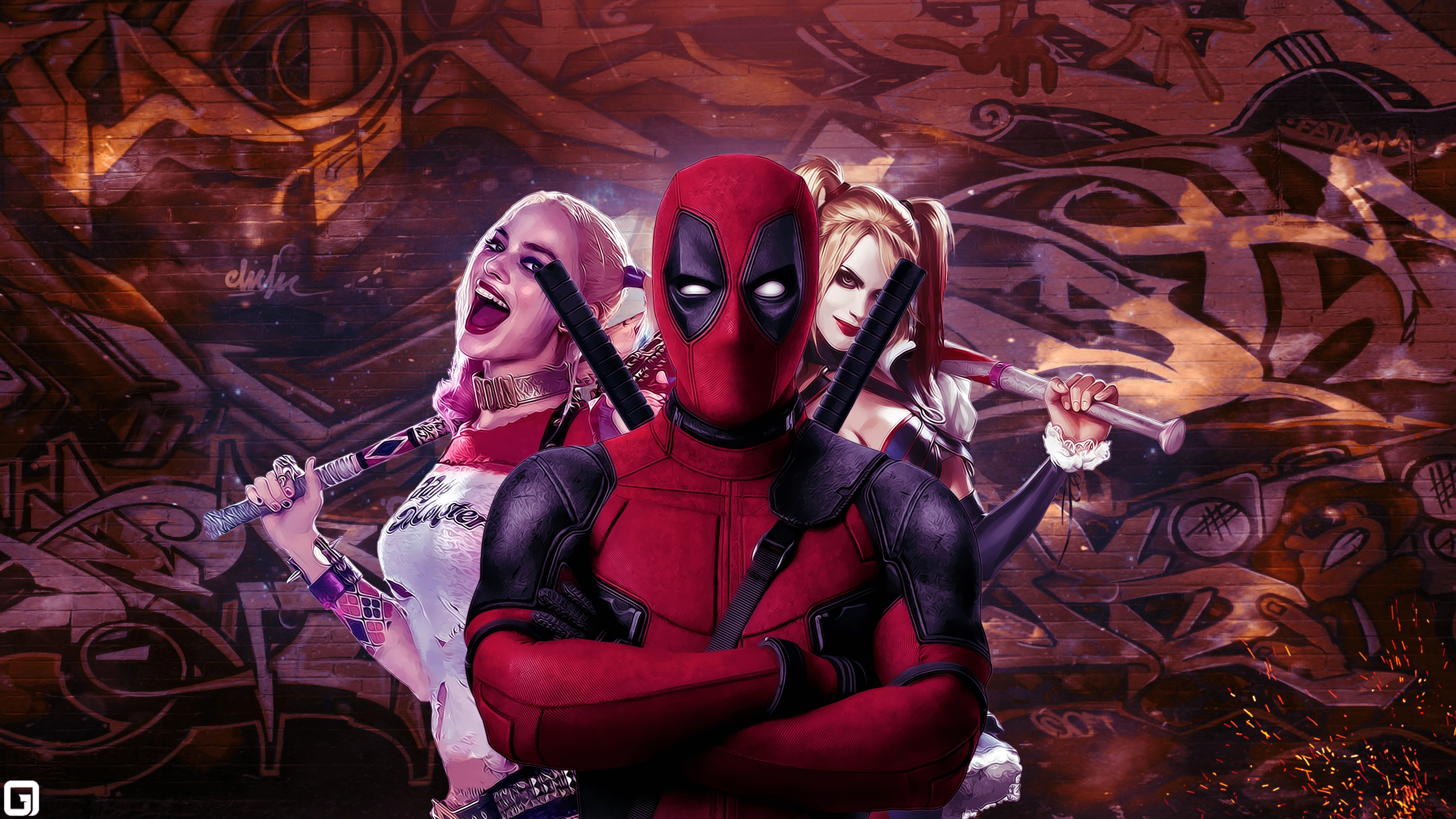 Deadpool Harley Quinn HD Wallpaper Background