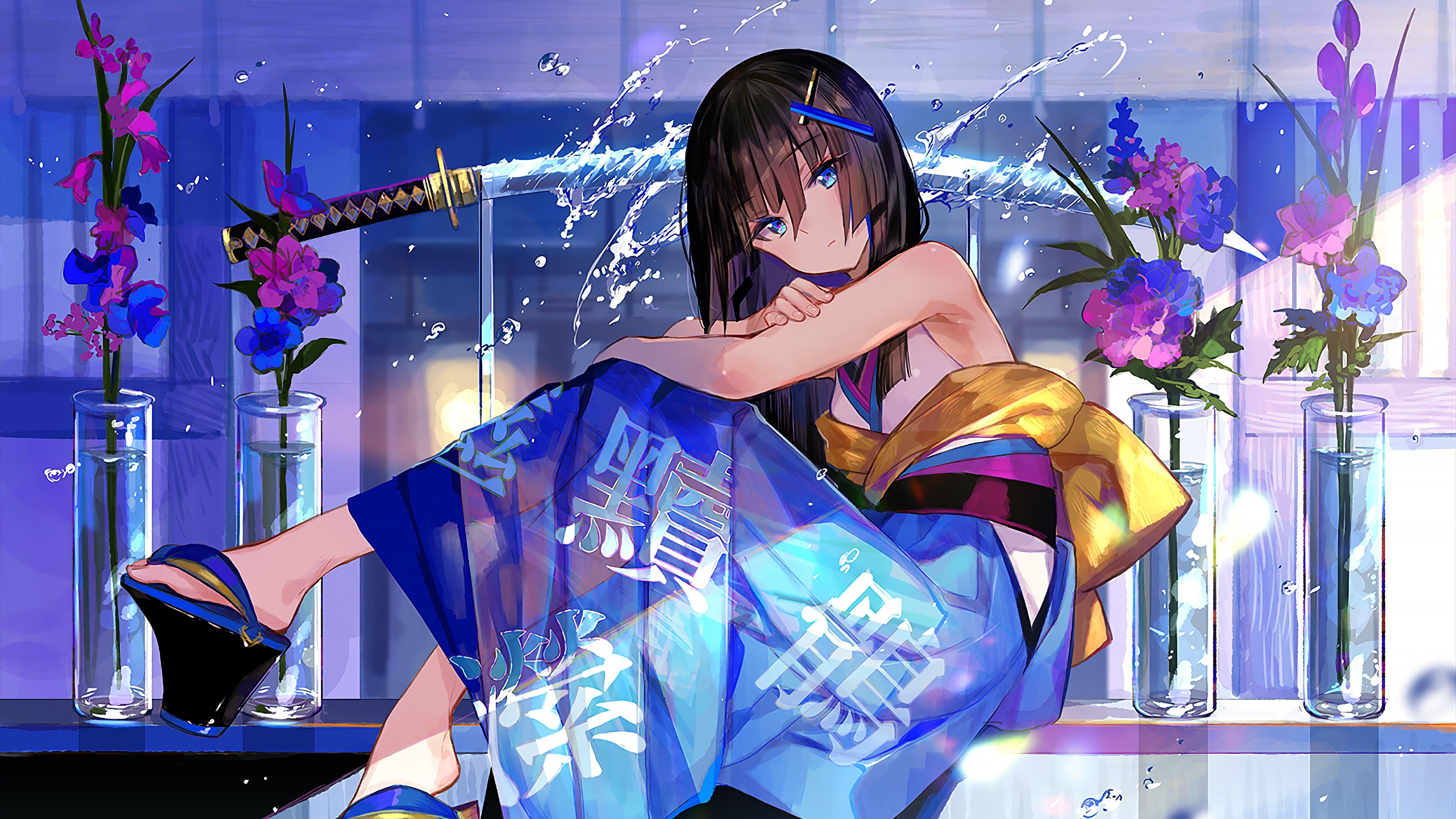 Anime Girl Katana 4K Wallpaper