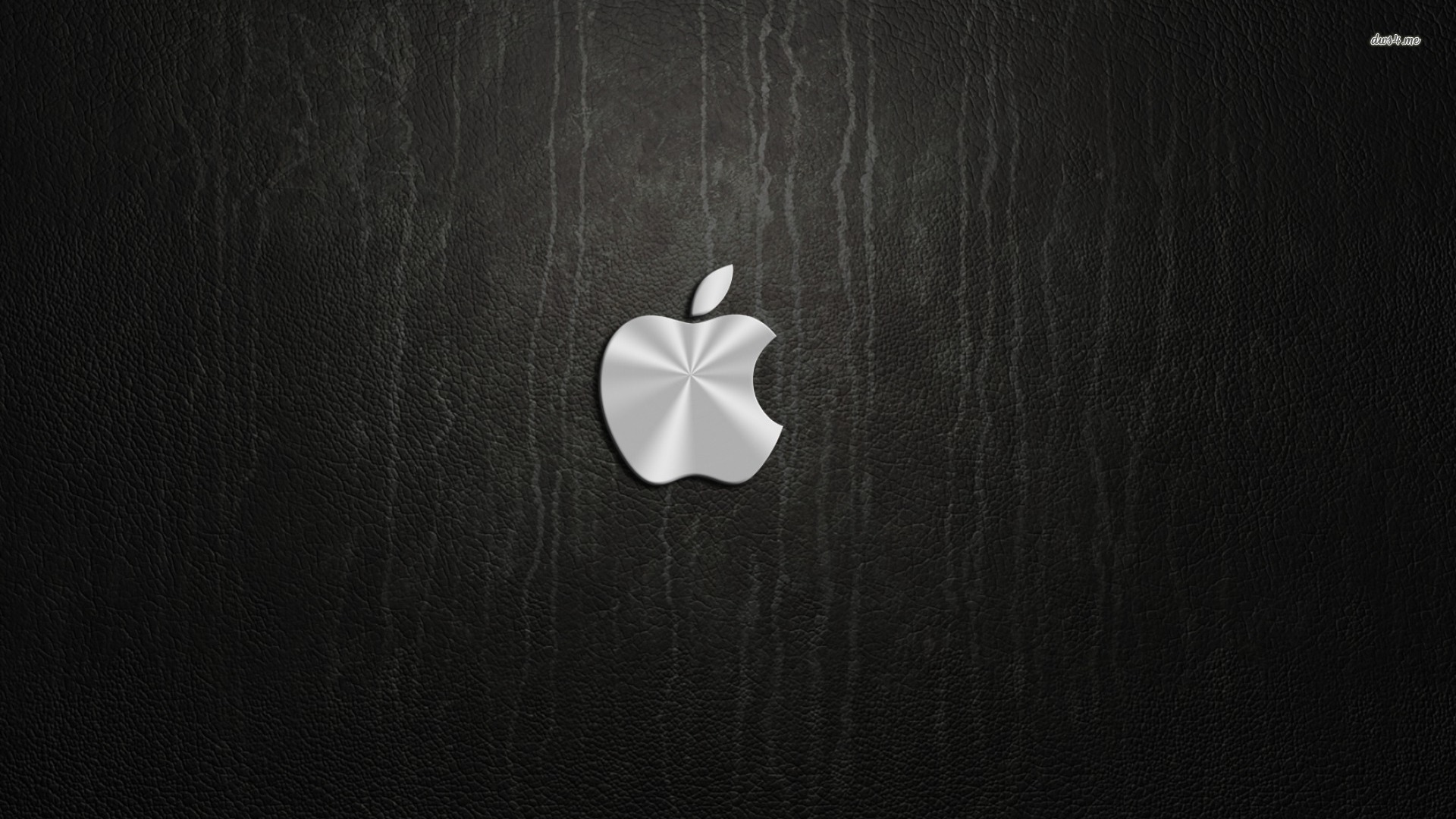 Silver Apple On Black Leather Wallpaper Puter