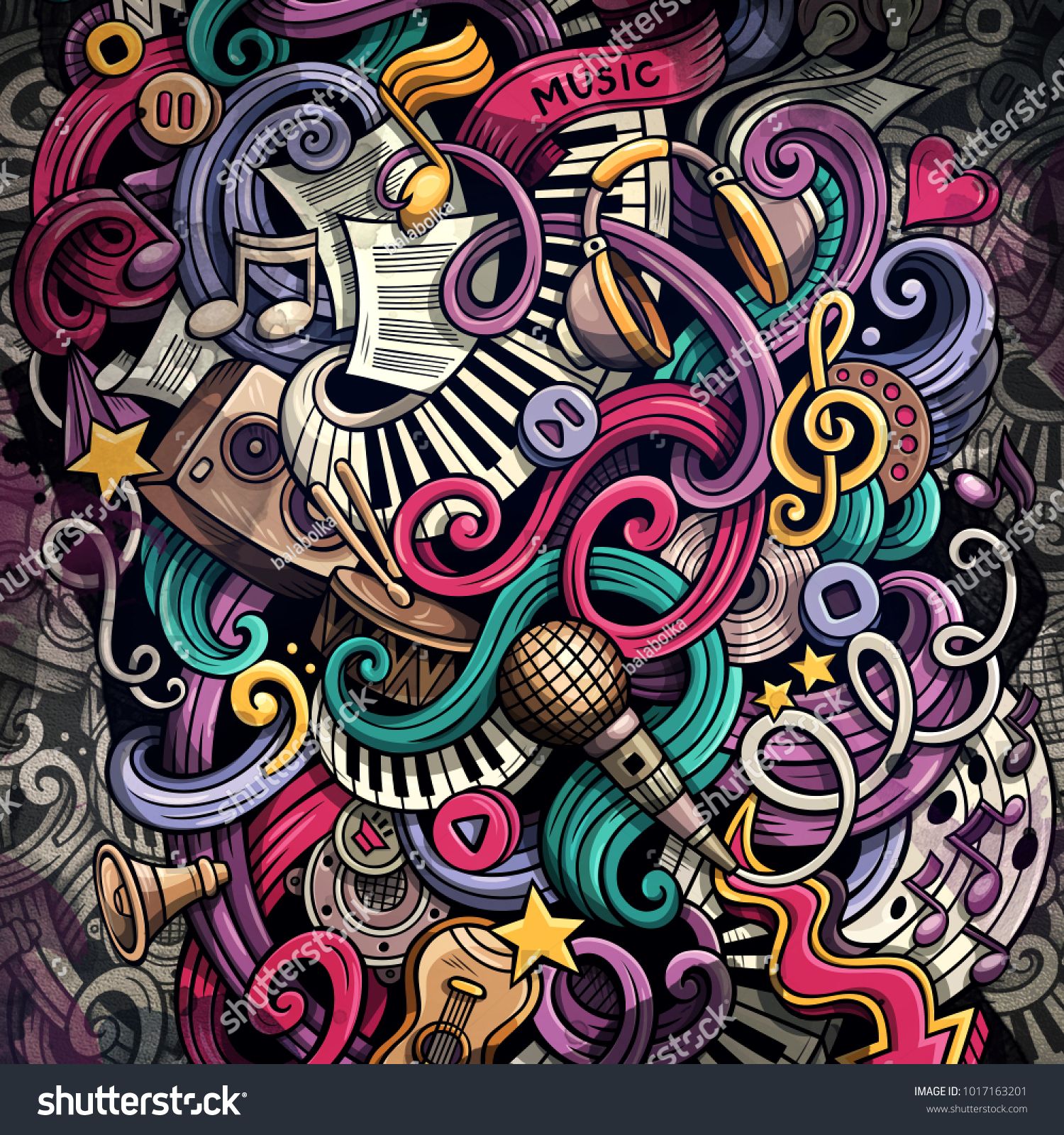Doodles Musical Illustration Creative Music Background Colorful