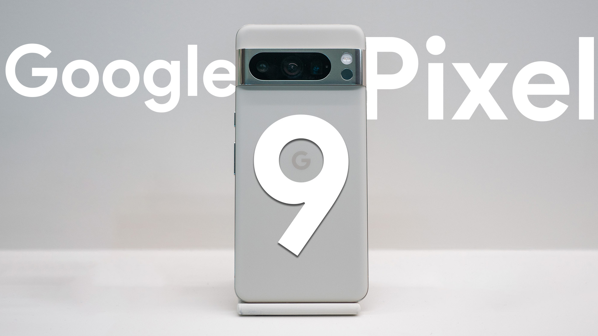 Google Pixel 9 smartphone with a minimalist design, showcasing the number 9 overlaid on the back of the device
