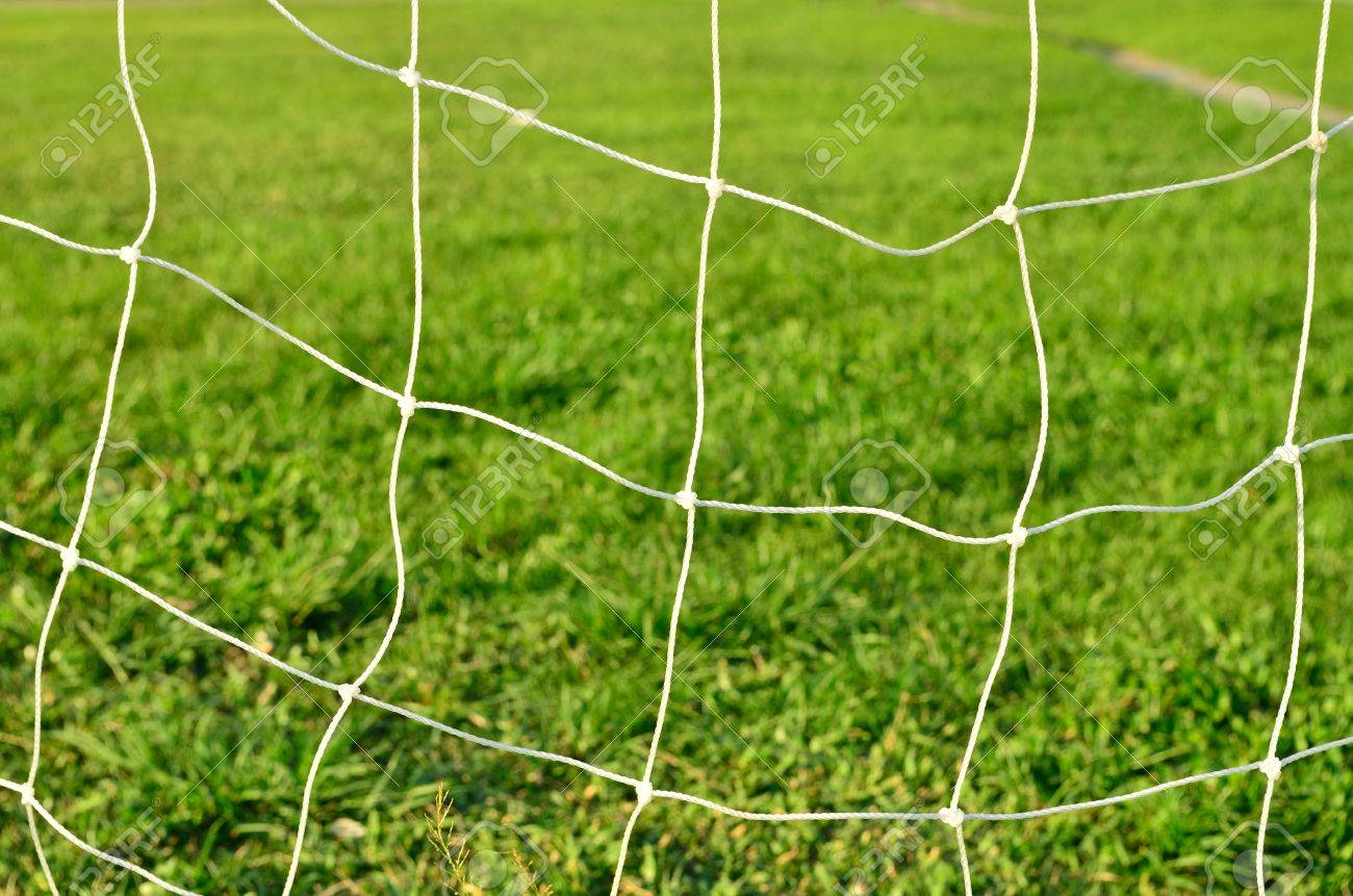 Soccer Goal Net With Green Grass Background Stock Photo Picture
