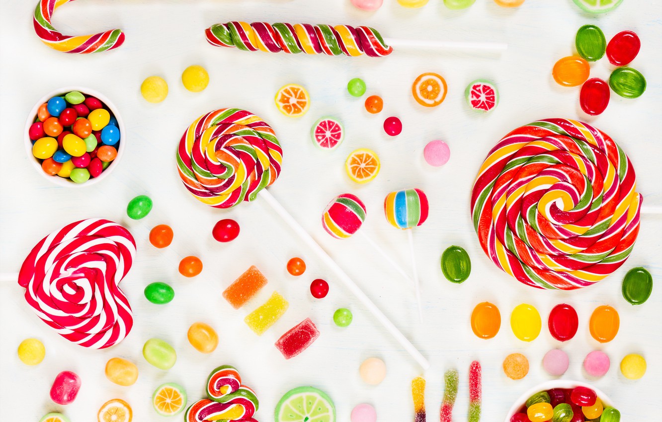 Wallpaper Colorful Candy Sweets Lollipops Sweet