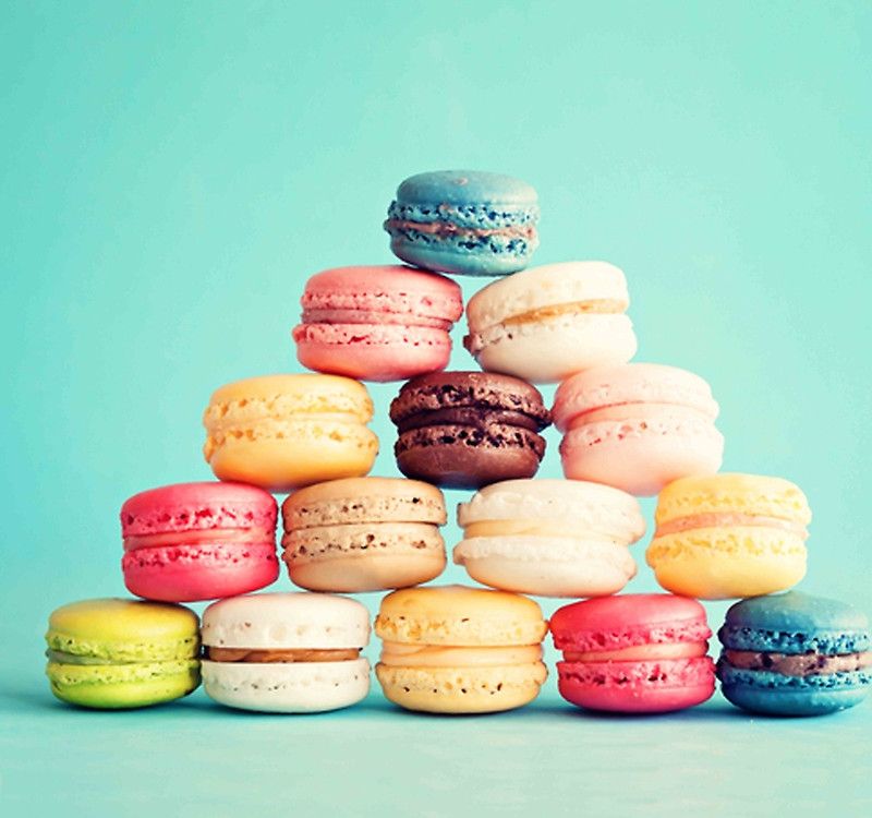 French Macarons Turquoise Background Cookies Elegant Chic Girly