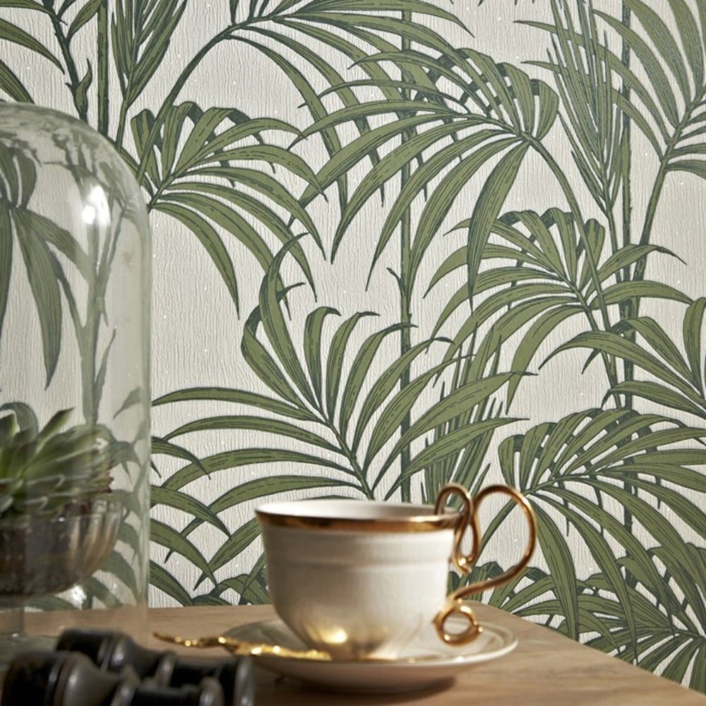  Palm Tree Pattern Leaf Glitter Motif Designer Wallpaper 32 969