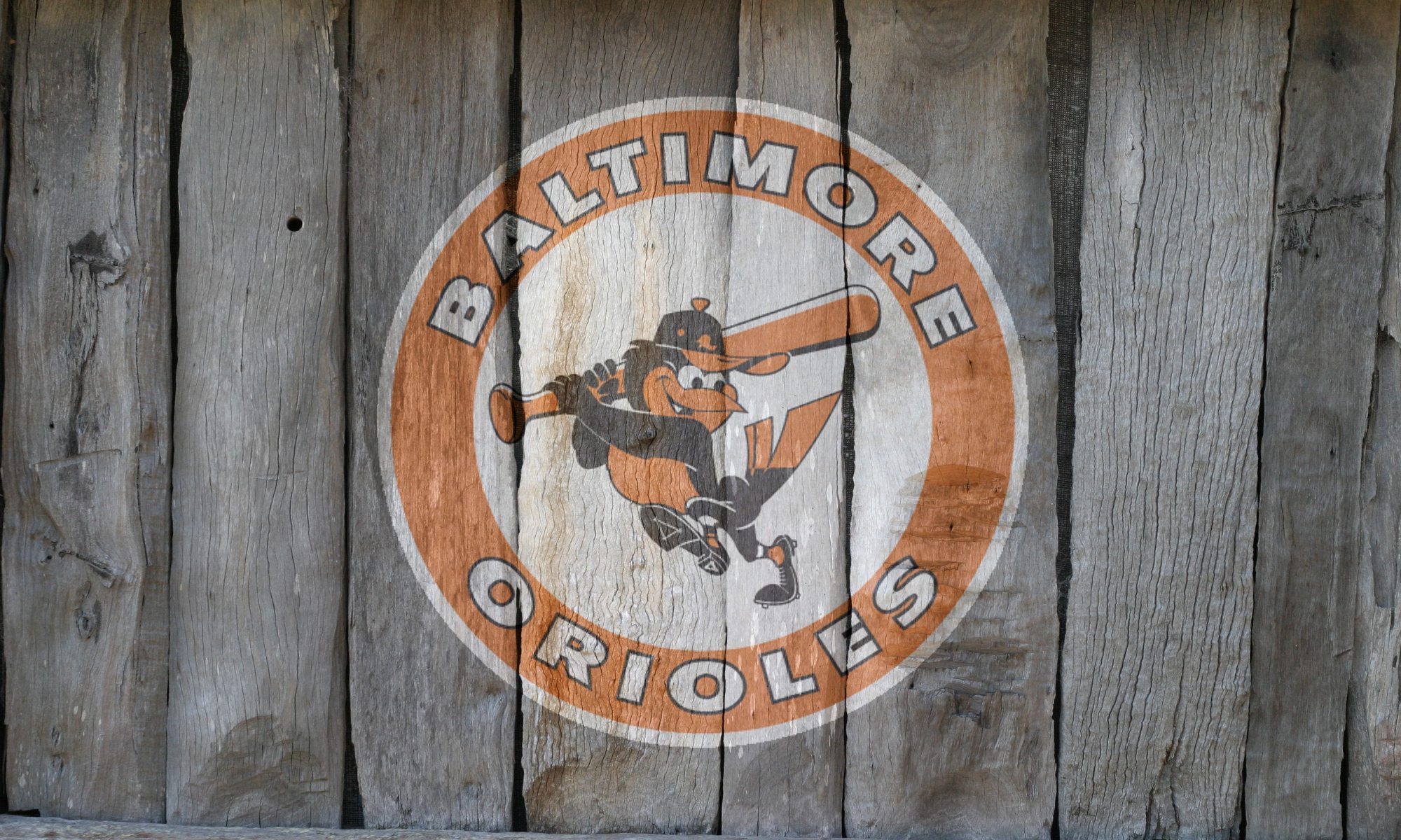 Throwback Baltimore Orioles Logo On Wood Fence By Oultre X