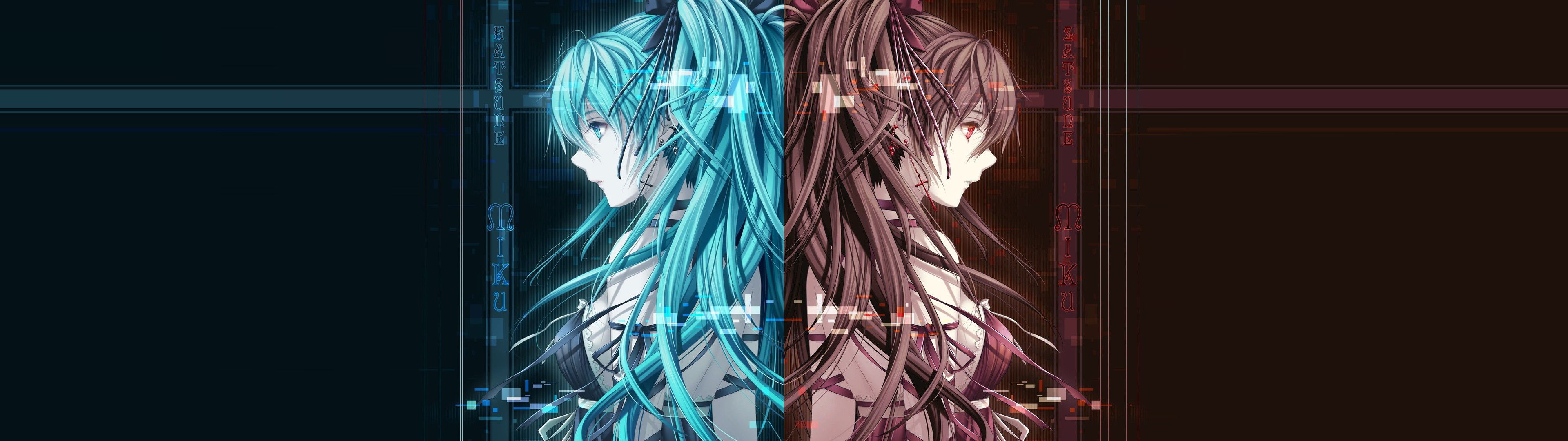 Anime Girls Dual Screen Wallpaper Id41752