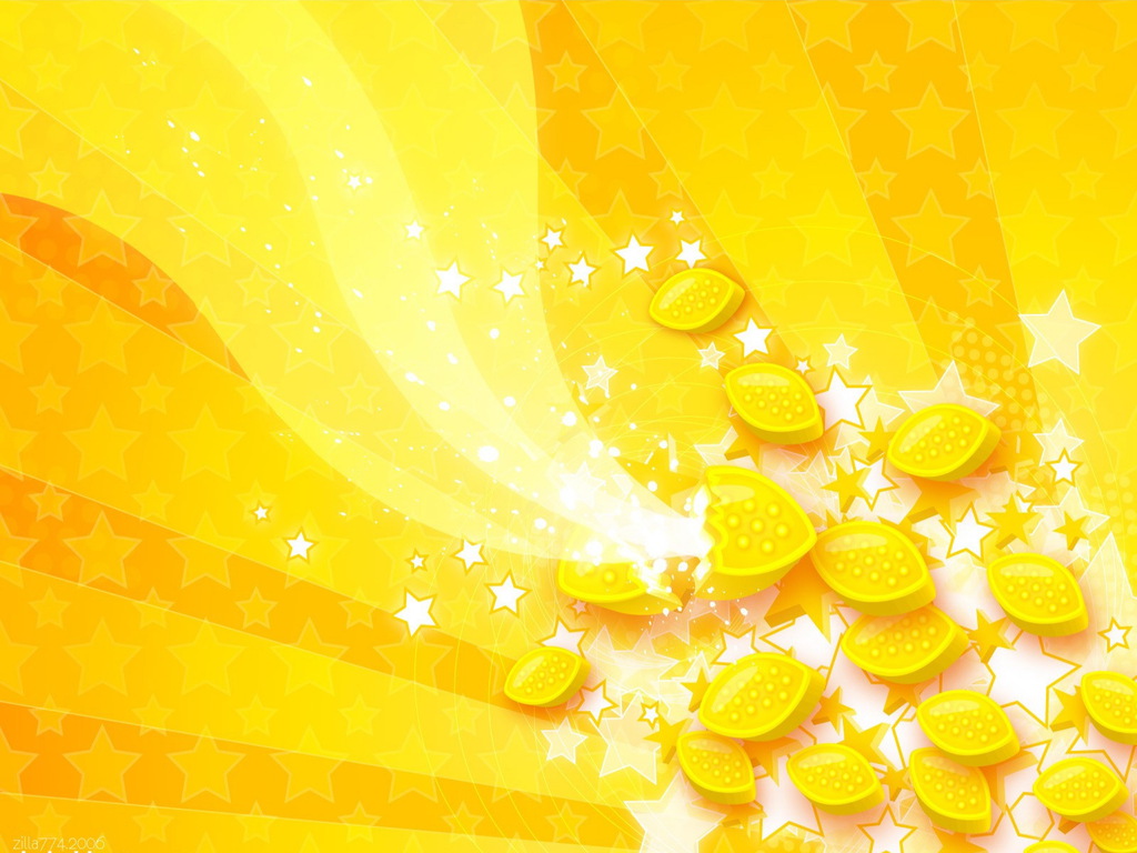 Vibrant Yellow Lemon and Starburst Background Wallpaper