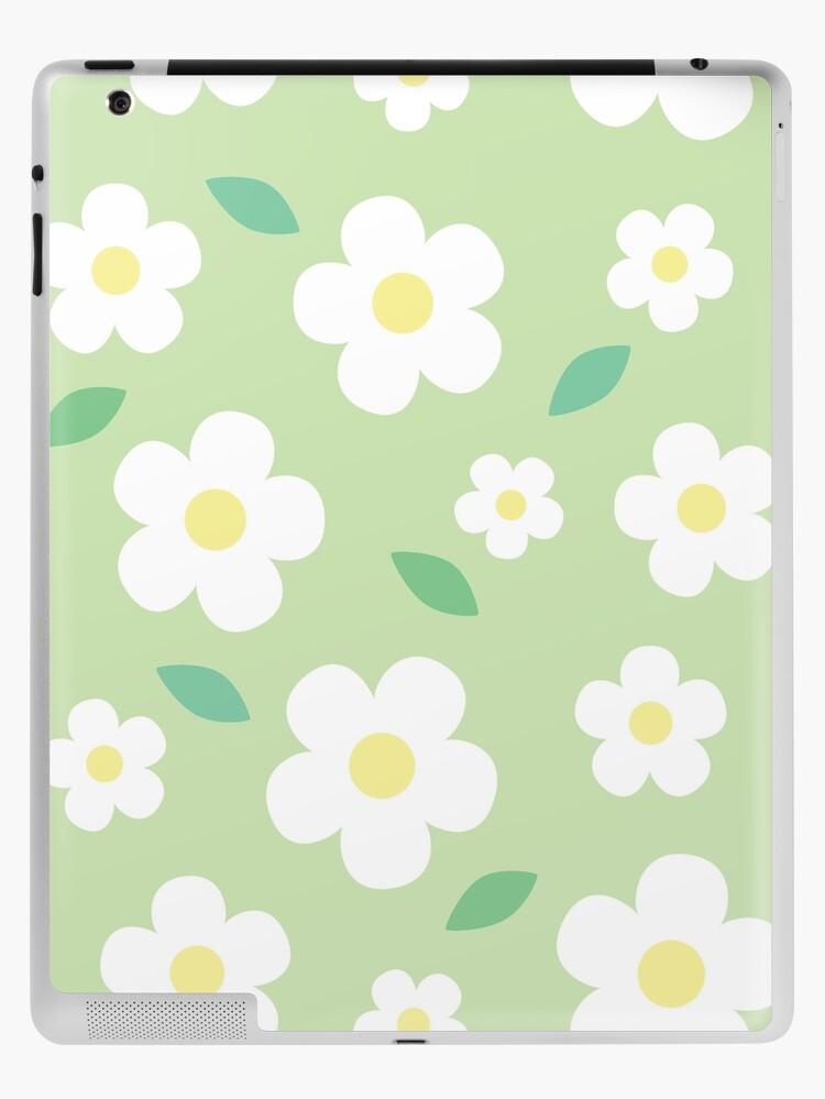 White Flower Pastel Green Kawaii Cute Cottagecore Aesthetic iPad
