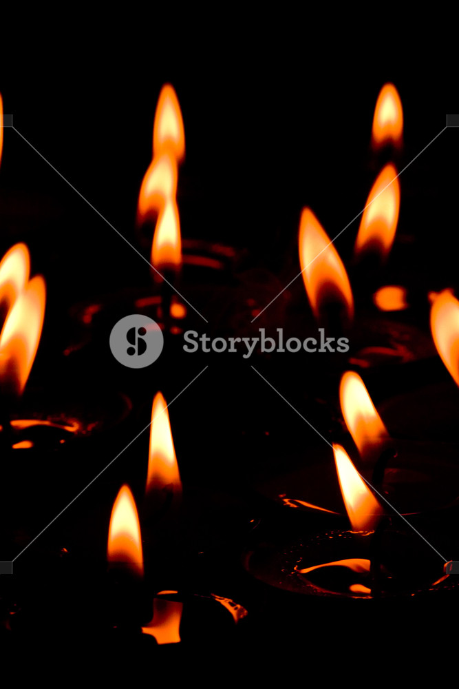 Flaming Candles Group N The Dark Background Royalty Stock