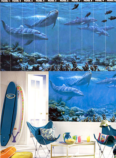 Swimming Dolphins Full Wall Mural Sticker Outlet