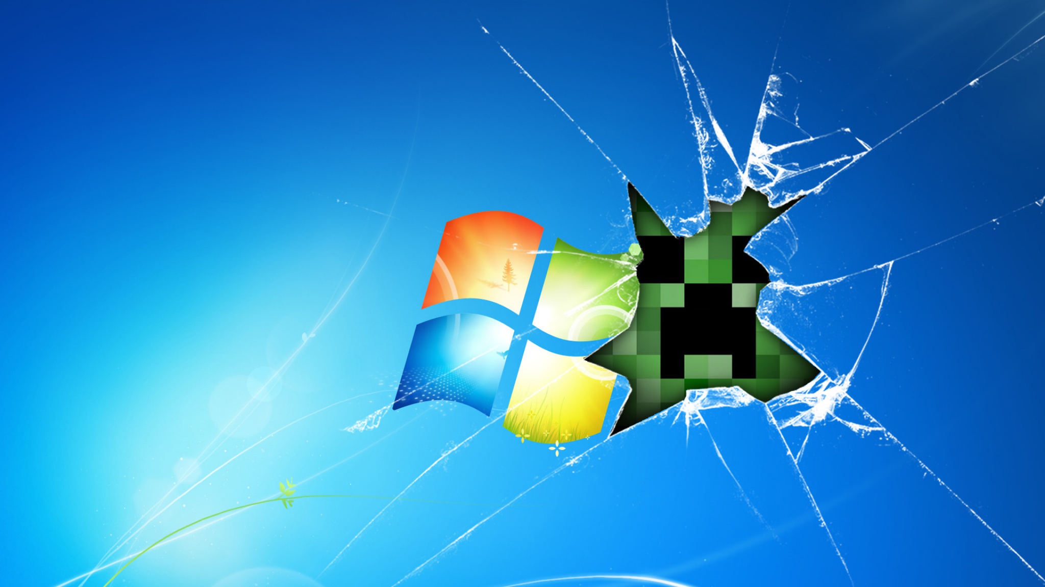Download Wallpaper 2048x1152 windows minecraft game glass desktop
