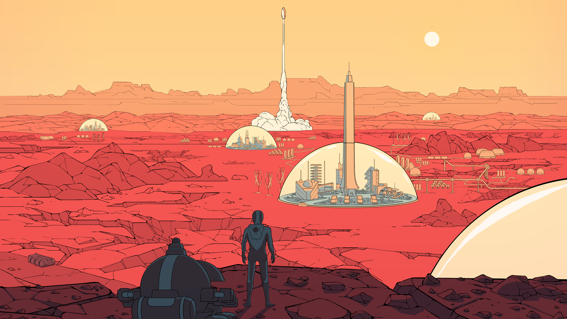 Landscape Of A Martian Colony Wallpaper From Surviving Mars