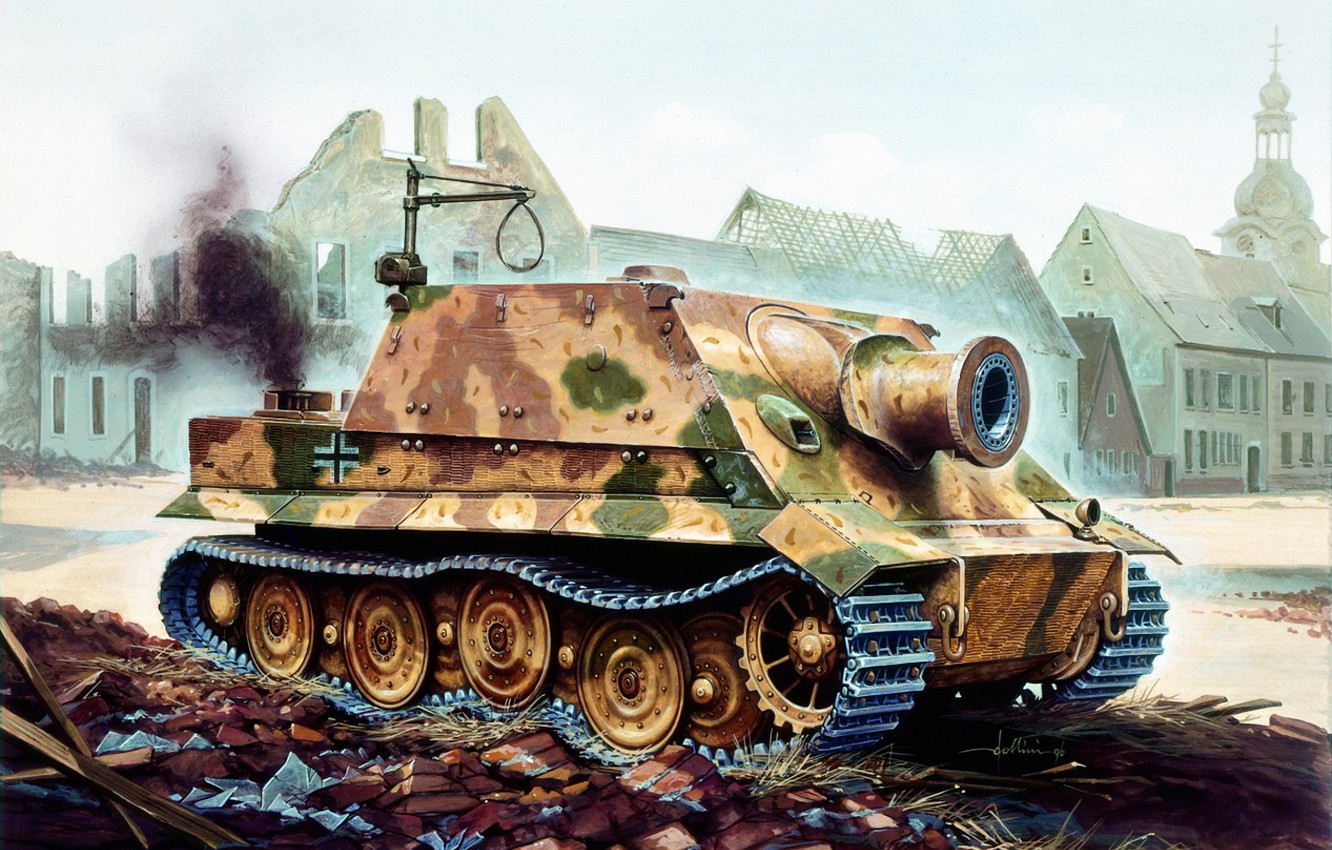 Wallpaper War Art Tank Ww2 German Paiting The