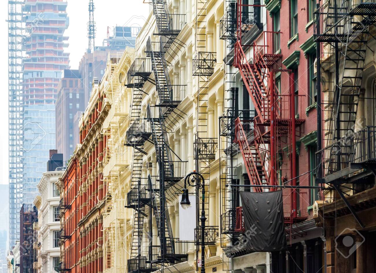 Old Historic Buildings Along Greene Street In Soho Manhattan