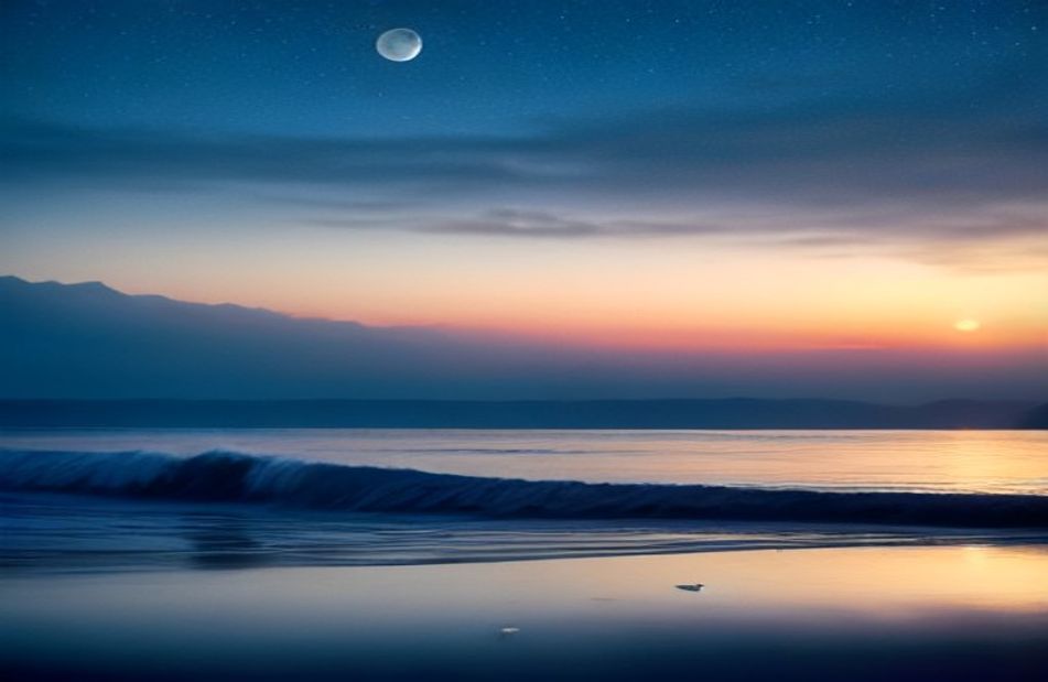 Moon Over Ocean Wallpaper