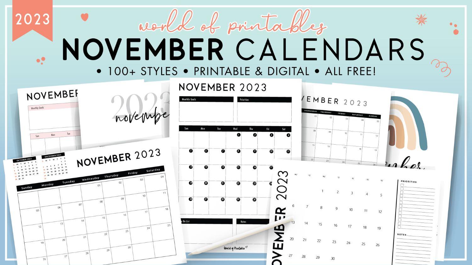 November Calendars Styles