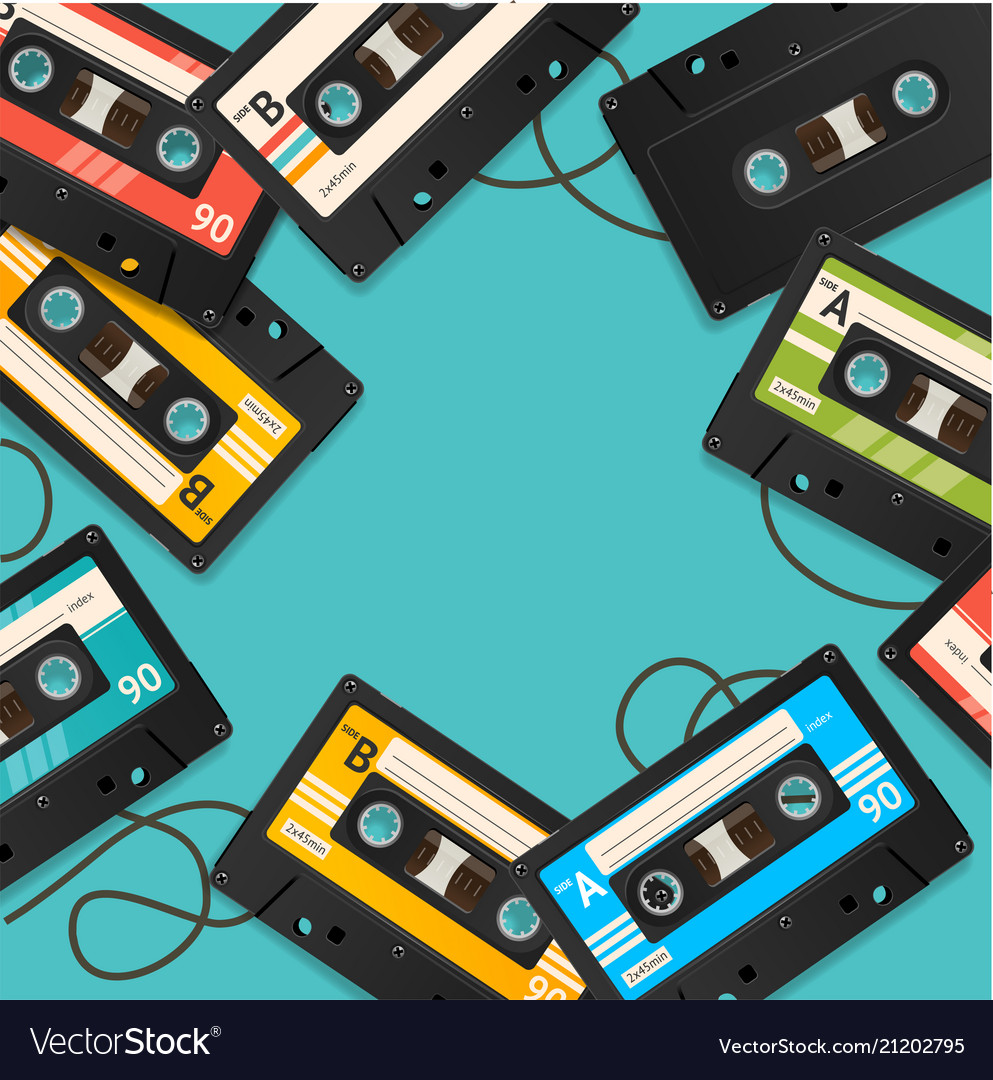Audio Cassette Tape Background Card Royalty Vector