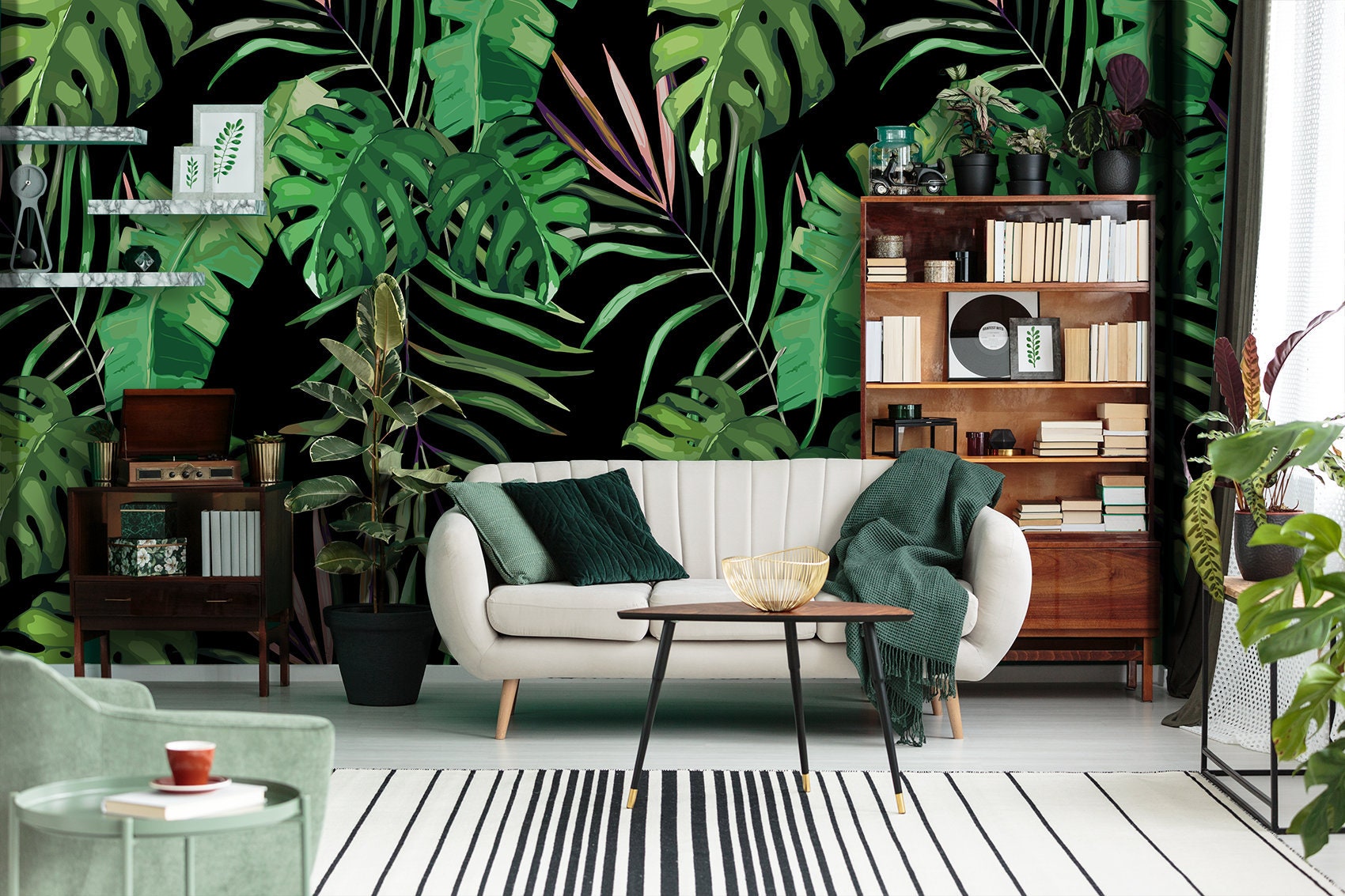 Dark Jungle Wallpaper Peel And Stick Tropical Removable Wall