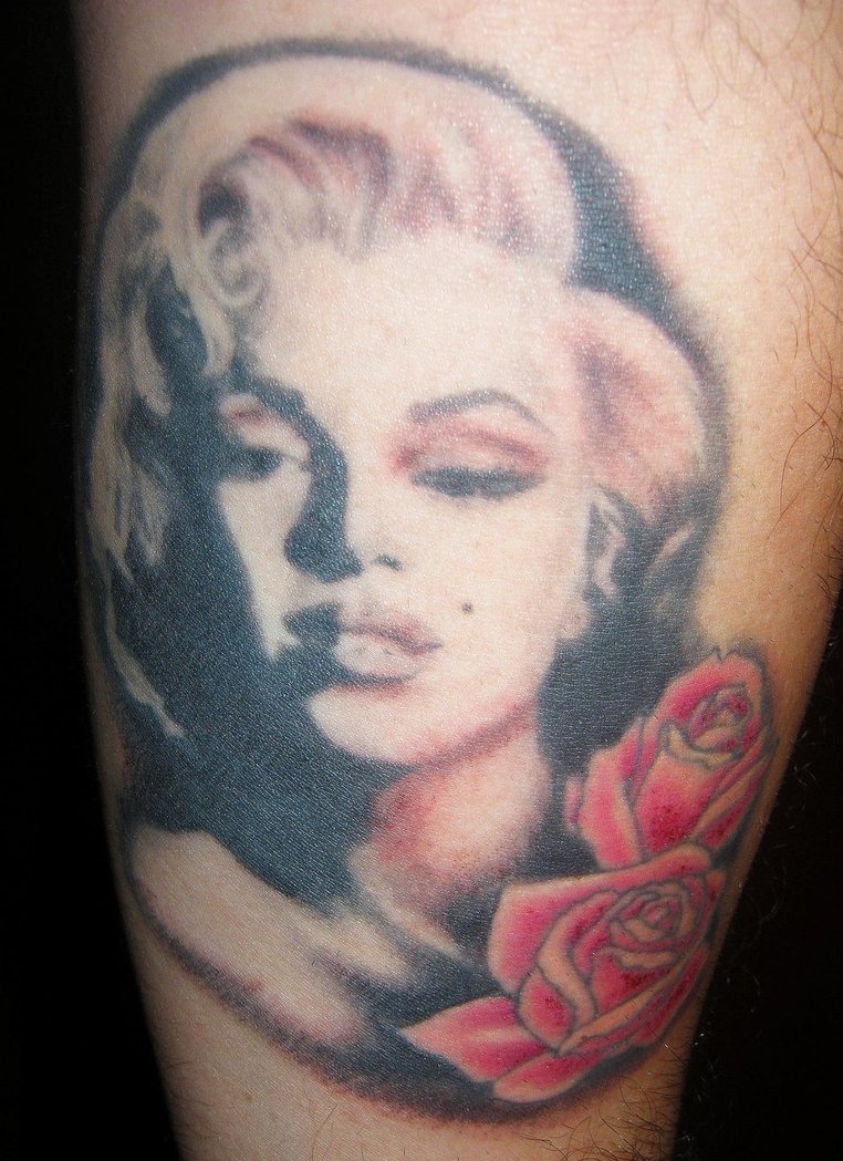 Marilyn Monroe Pink Roses Tattoo By Slimyboydave