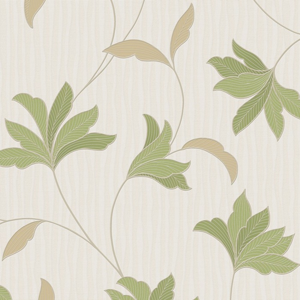 Alannah Floral Leaf Pattern Glitter Motif Embossed Wallpaper