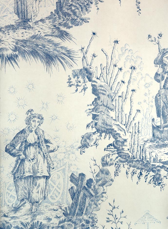 Chinese Toile Wallpaper Chinese scenic toile de jouy wallpaper in blue