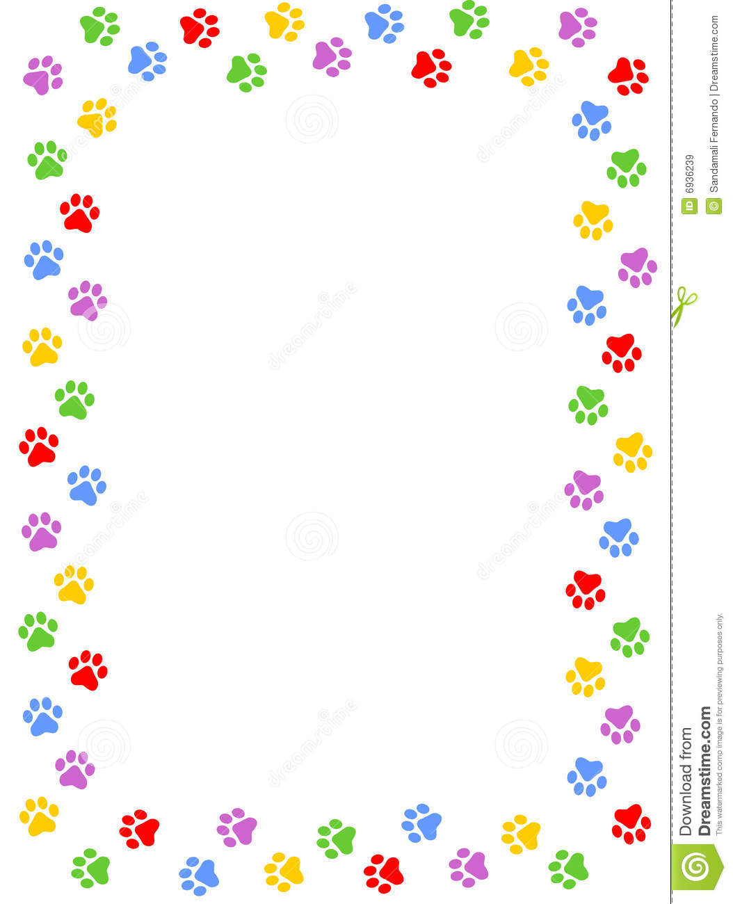 Colorful Dog Paw Print Border