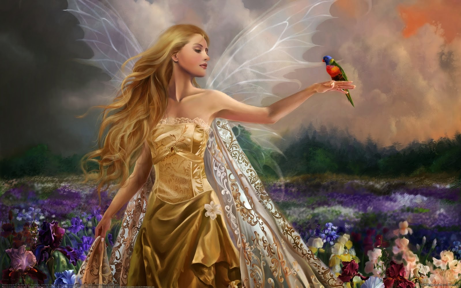 Download Cute Angel In Colorful Space Wallpaper  Wallpaperscom