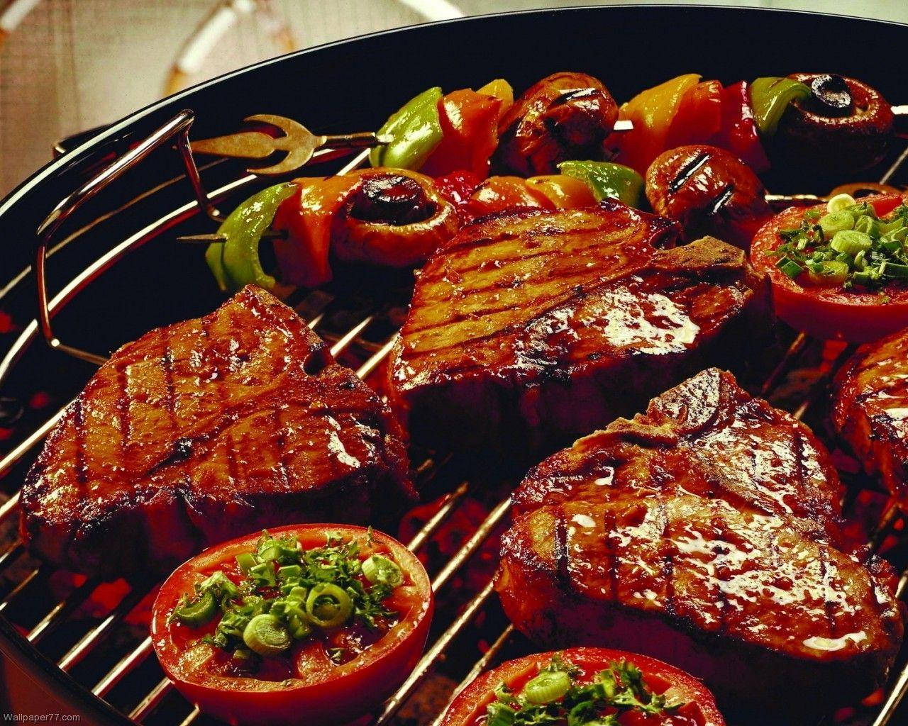 Food Photography Grilled Pork Chops Wallpaper