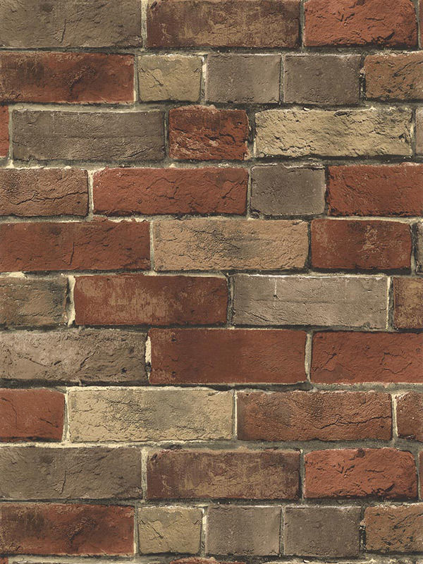 Bg21584 Rust Tan Grey Brick Wallpaper