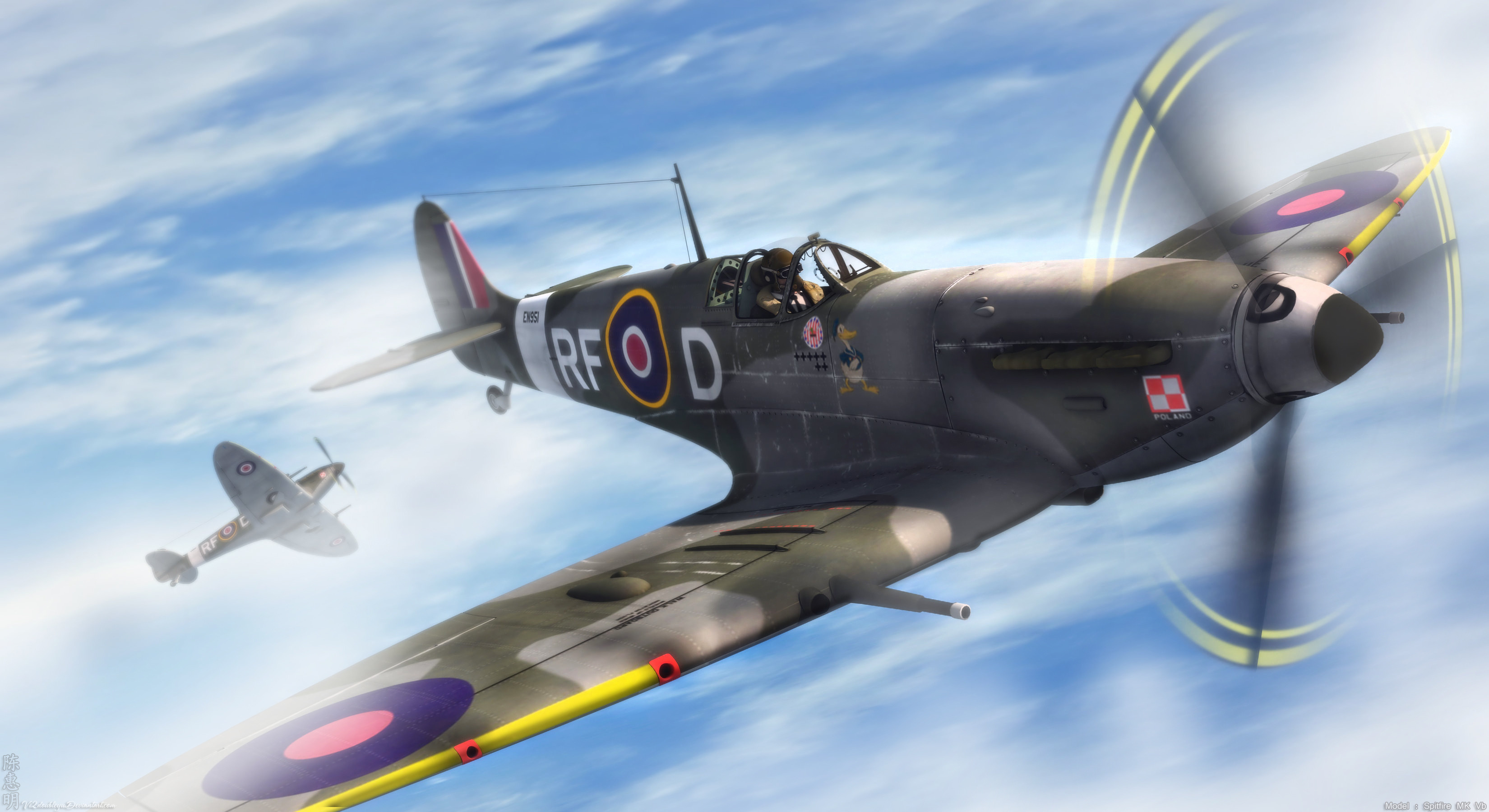 Wallpaper Spitfire Aircraft Plane Clouds Desktop