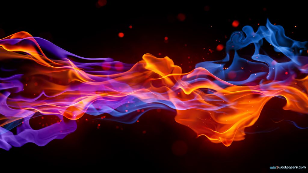 Description Red And Blue Fire Wallpaper In