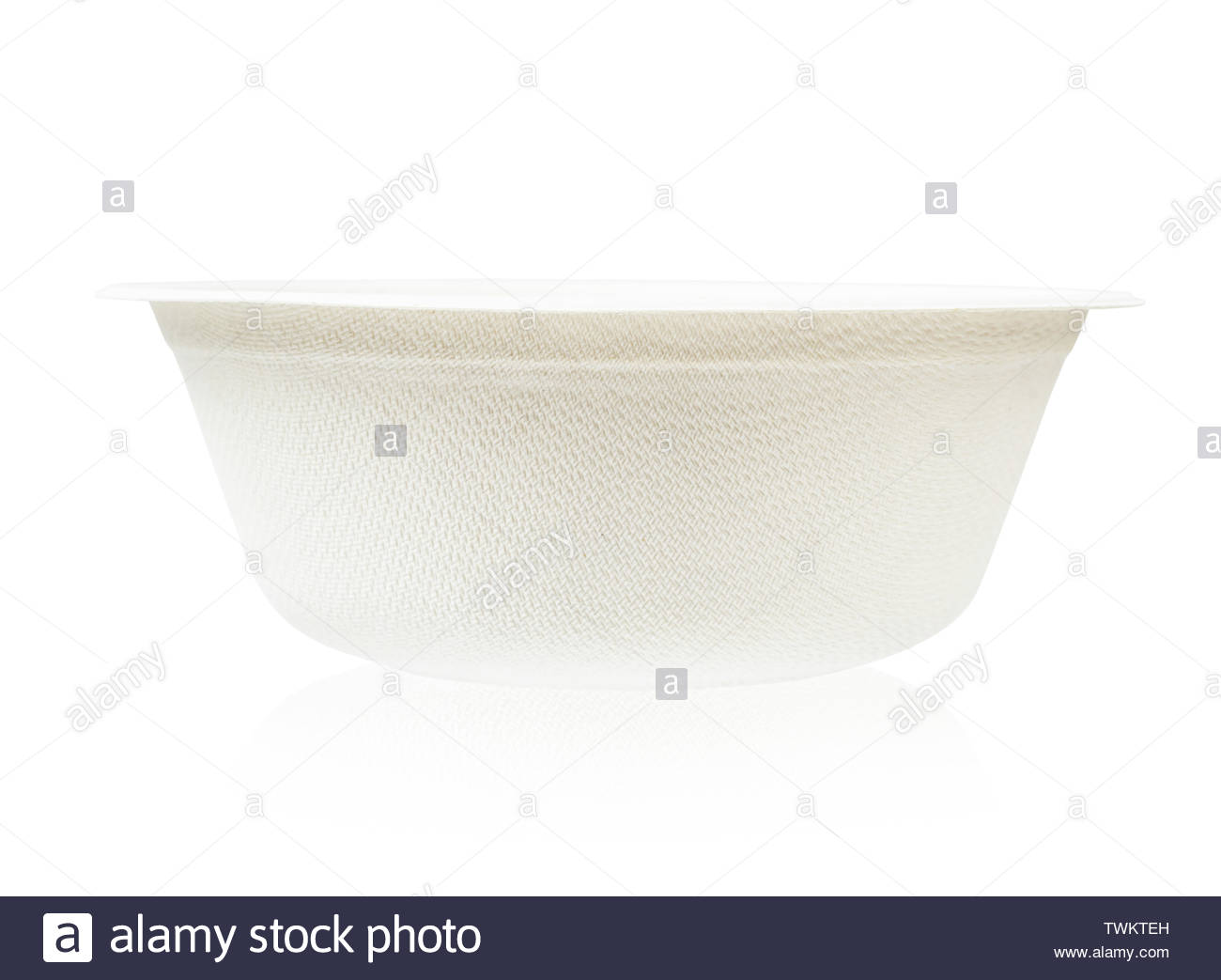 Bagasse Bowl For Food Isolated On White Background Saved Clipping