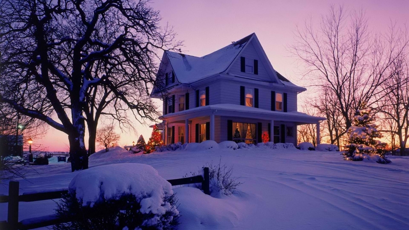 Winter Sunsets Home Houses Christmas Victorian