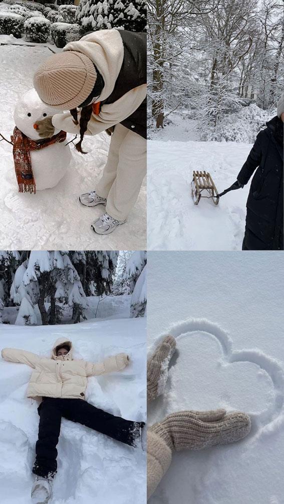 Snowfall Symphony Winter Collages Snowman Snow Angel I Take